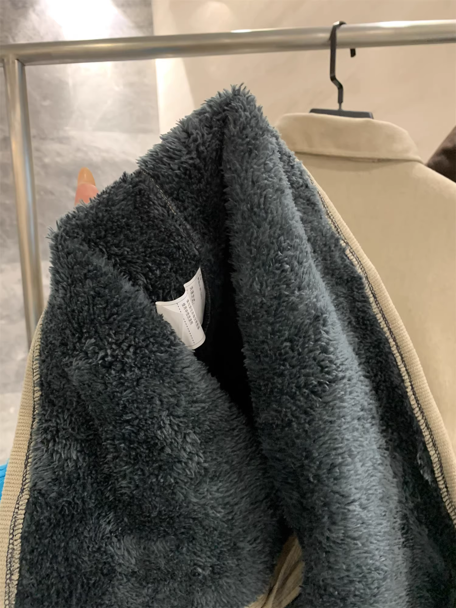 Don Quixote Vertical Stripe! Lớp lót bằng lông cừu tổng hợp! Áo khoác có cổ màu trơn phong cách cổ điển Nhật Bản dành cho nam