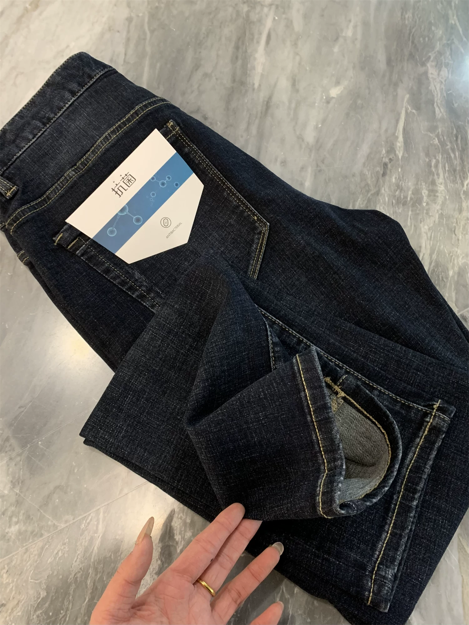 Quần kháng khuẩn Don Quixote! Quá trình giặt nặng nề! Quần jean ống thẳng thoải mái, thoải mái, giản dị dành cho nam giới.