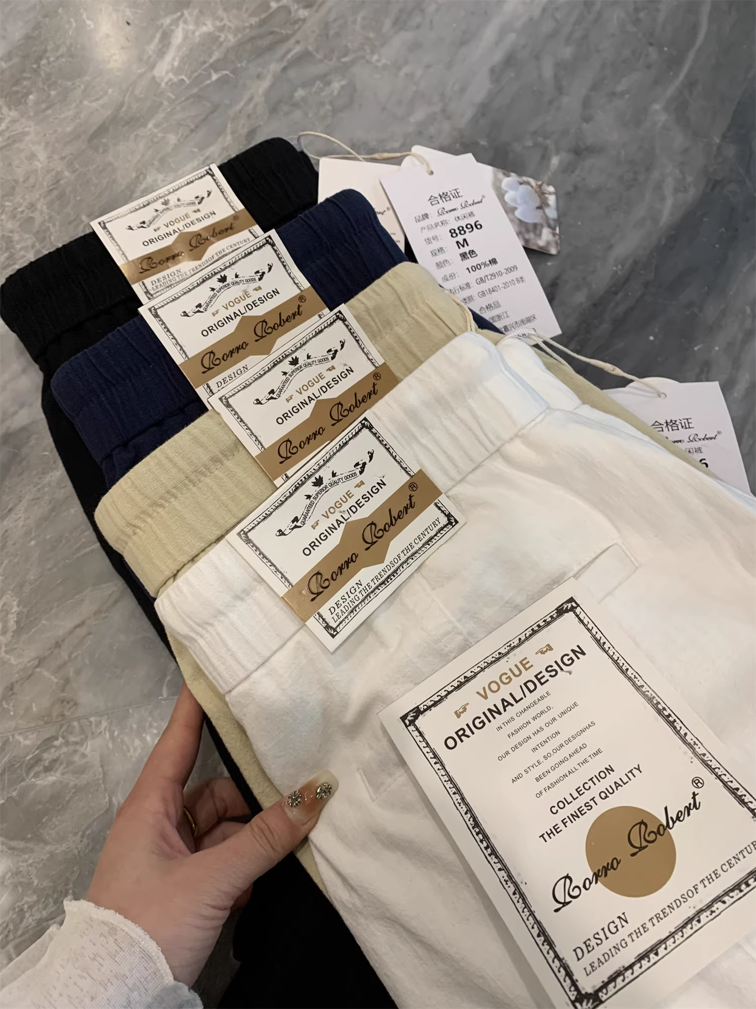 Don Quixote 100% cotton + kiểu quần lưỡi liềm! Quần ống rộng dáng rộng, lưng thun co giãn, mềm mại và thoáng khí cho nam mùa xuân/hè