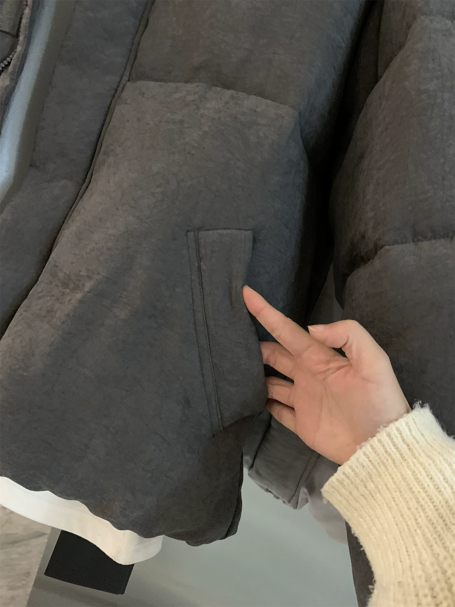 Dòng thiết kế Don Quixote! Chất liệu vải da đào! Áo khoác phao cổ đứng ấm áp dành cho cặp đôi, chất liệu cotton, kiểu dáng thời thượng