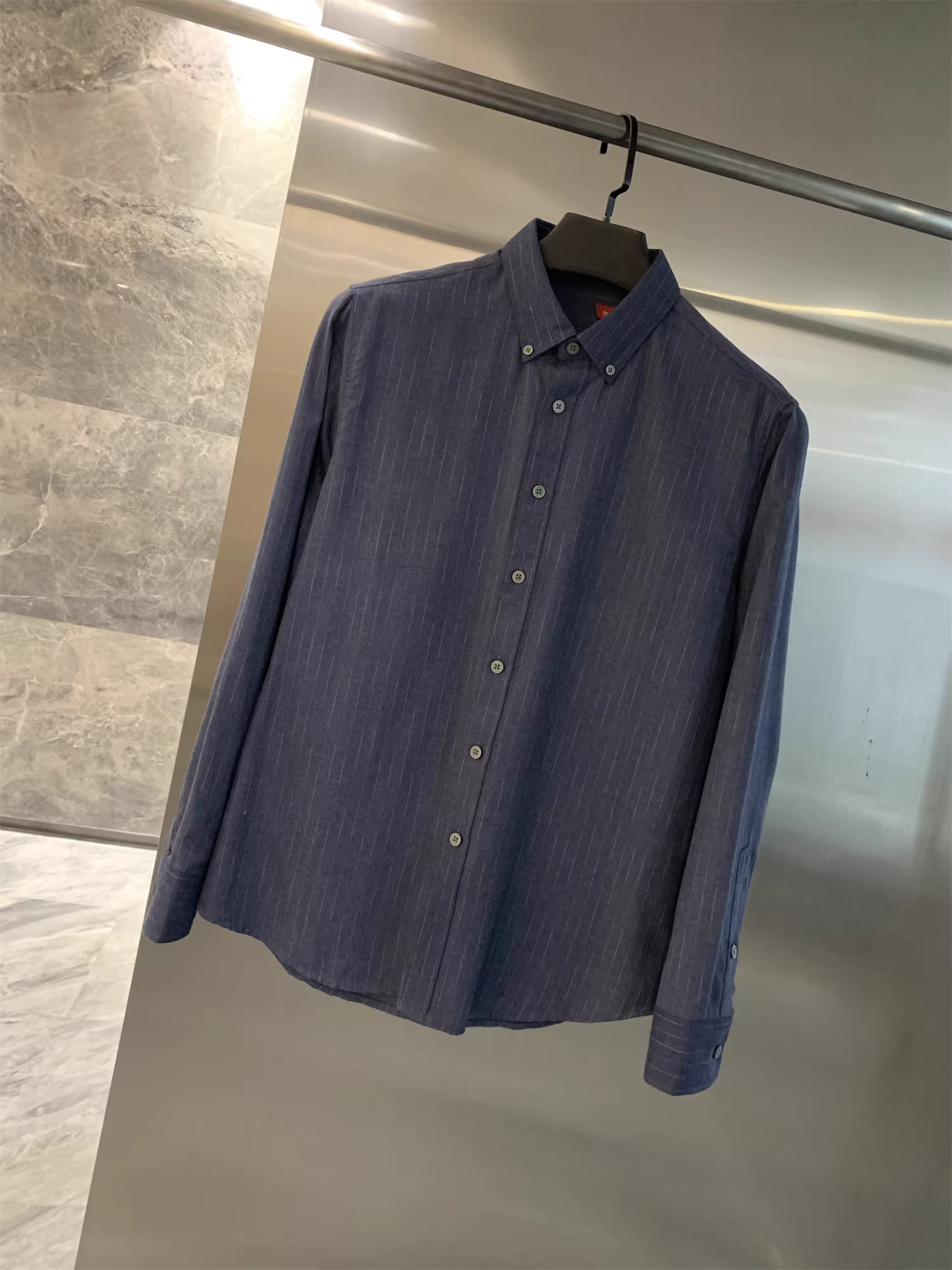 Vải chải kỹ hai mặt Don Quixote Warm! Áo sơ mi dài tay sọc dọc dành cho nam giới mùa xuân và mùa thu hợp thời trang