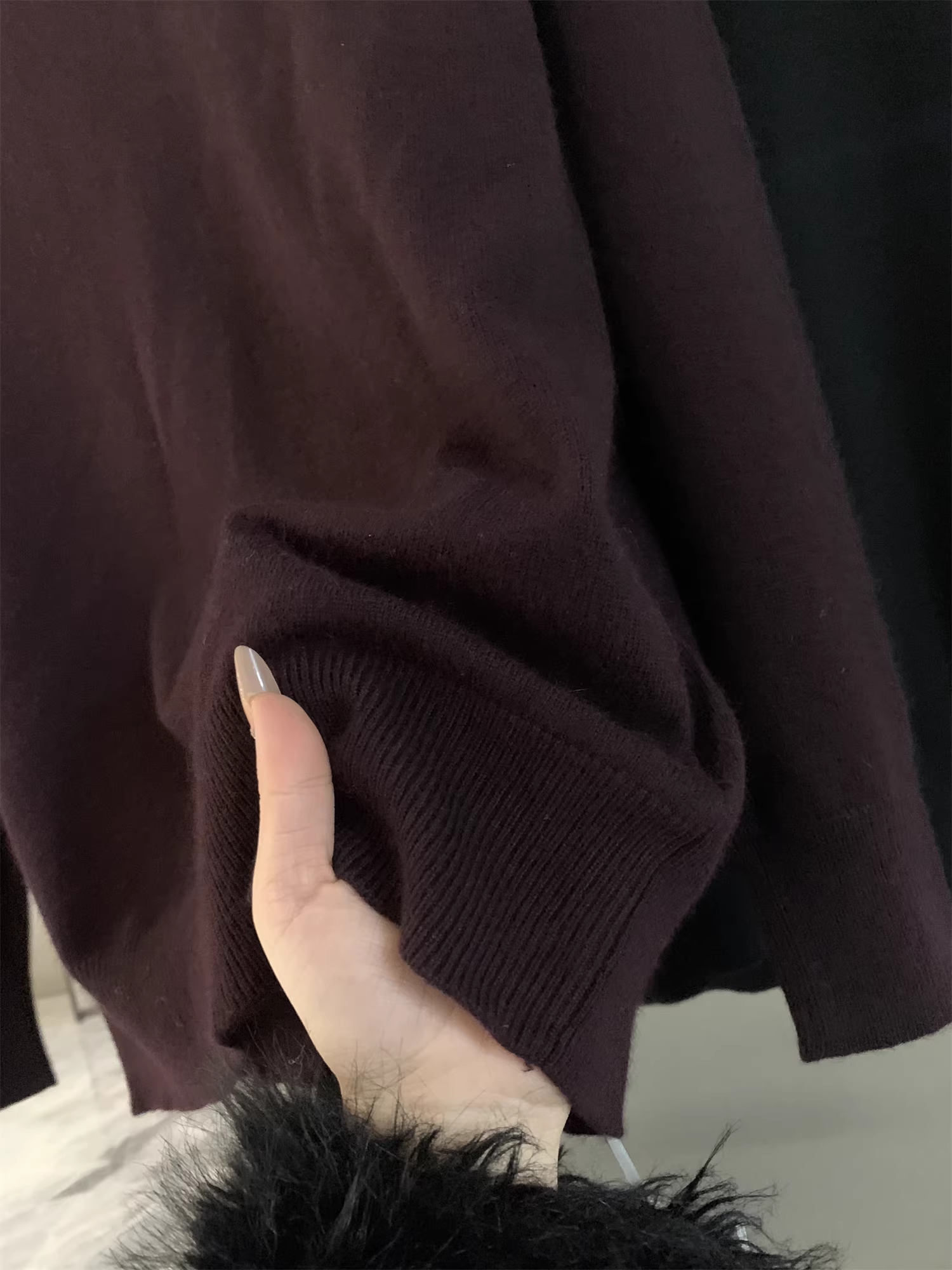 Len Don Quixote + pha lông thỏ! Áo len cổ lọ dệt kim mềm mại và tinh tế dành cho nam giới vào mùa thu đông.