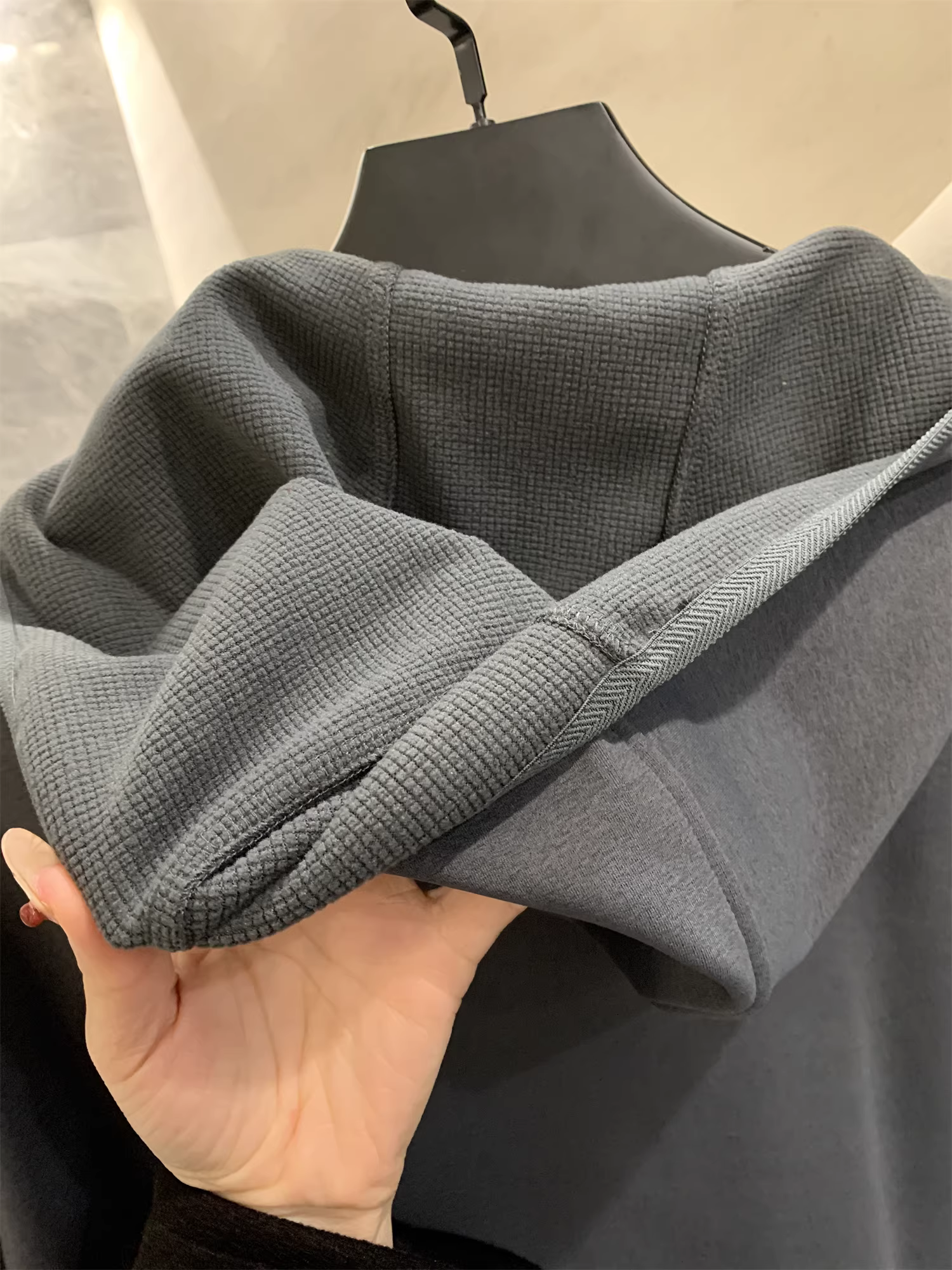 Áo khoác cardigan nam có mũ trùm đầu, chất liệu nhung kẻ caro Don Quixote! Chống gió và giữ ấm! Áo khoác thể thao ngoài trời mùa thu đông.