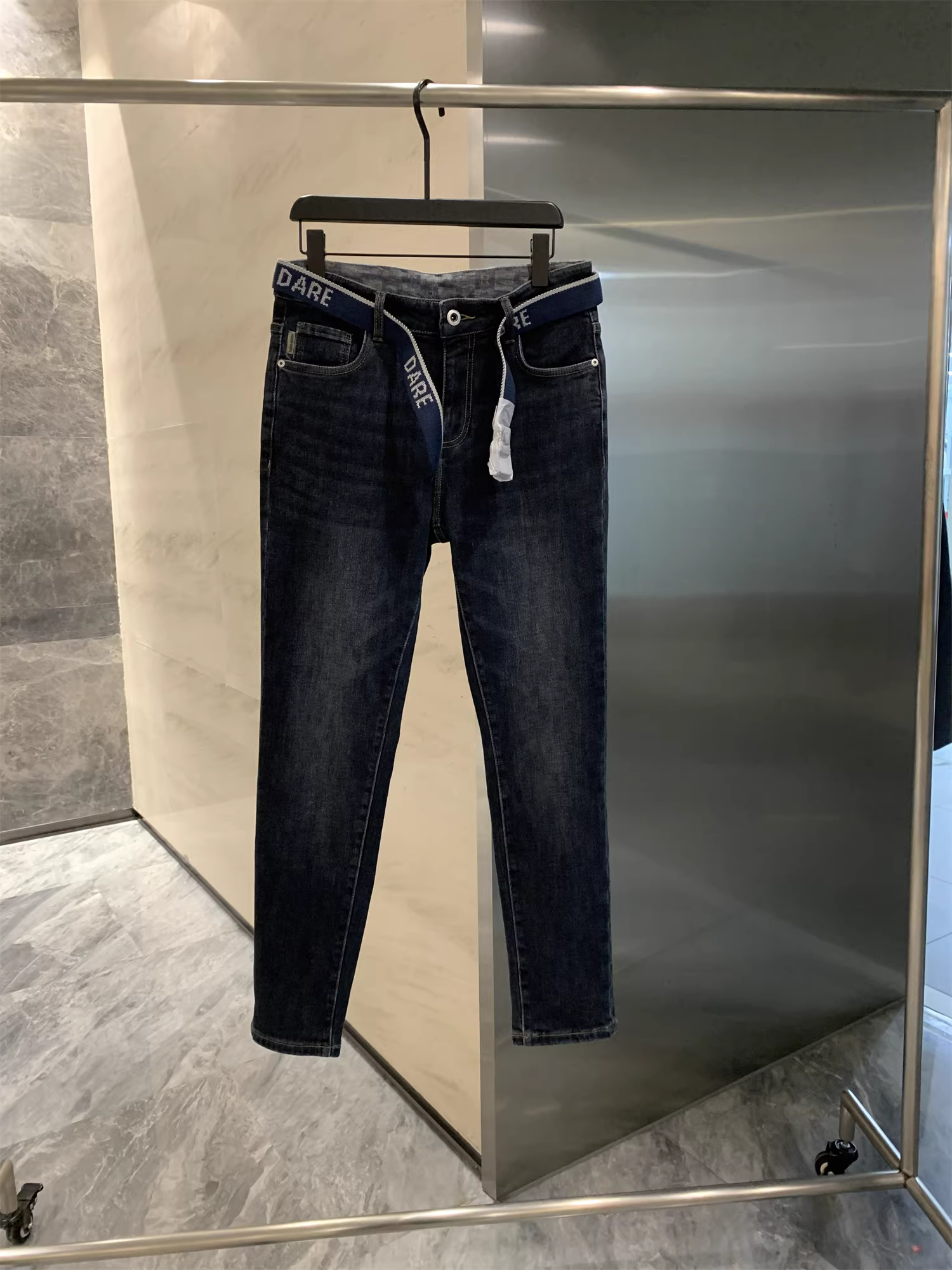 Công nghệ sợi nhiệt Don Quixote! Tặng thắt lưng! Quần jean nam màu xanh cổ điển, lót lông cừu, ấm áp, phong cách thường ngày