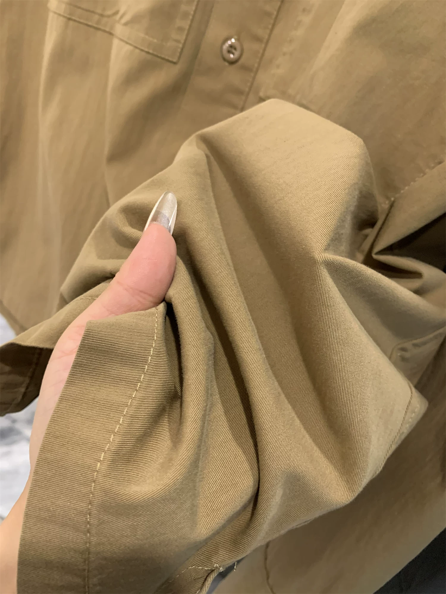 Áo khoác sơ mi cổ điển nam phong cách quân đội Nhật Bản Don Quixote! Áo khoác sơ mi dài tay có cổ hai túi mùa xuân thu