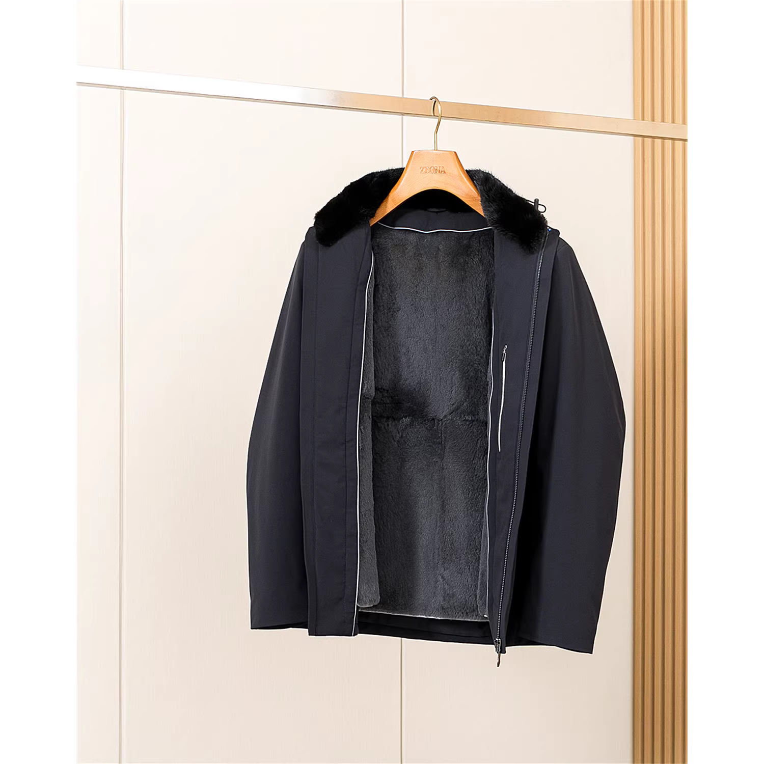 Don Quixote, chú thỏ Rex Pháp! Áo khoác parka lót lông chồn ấm áp mùa đông, áo khoác da, áo khoác lông thú.