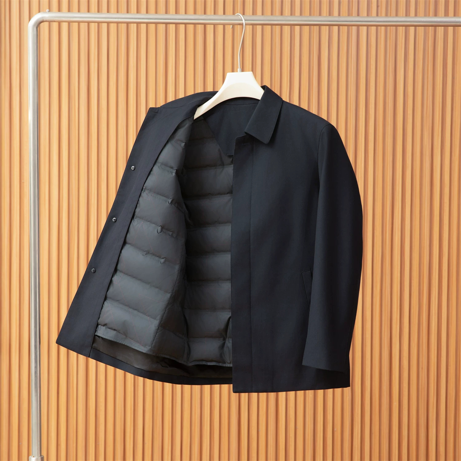 Dòng sản phẩm dành cho doanh nhân Don Quixote! 90% lông ngỗng trắng! Áo khoác lông vũ có cổ lật, lớp lót có thể tháo rời dành cho nam