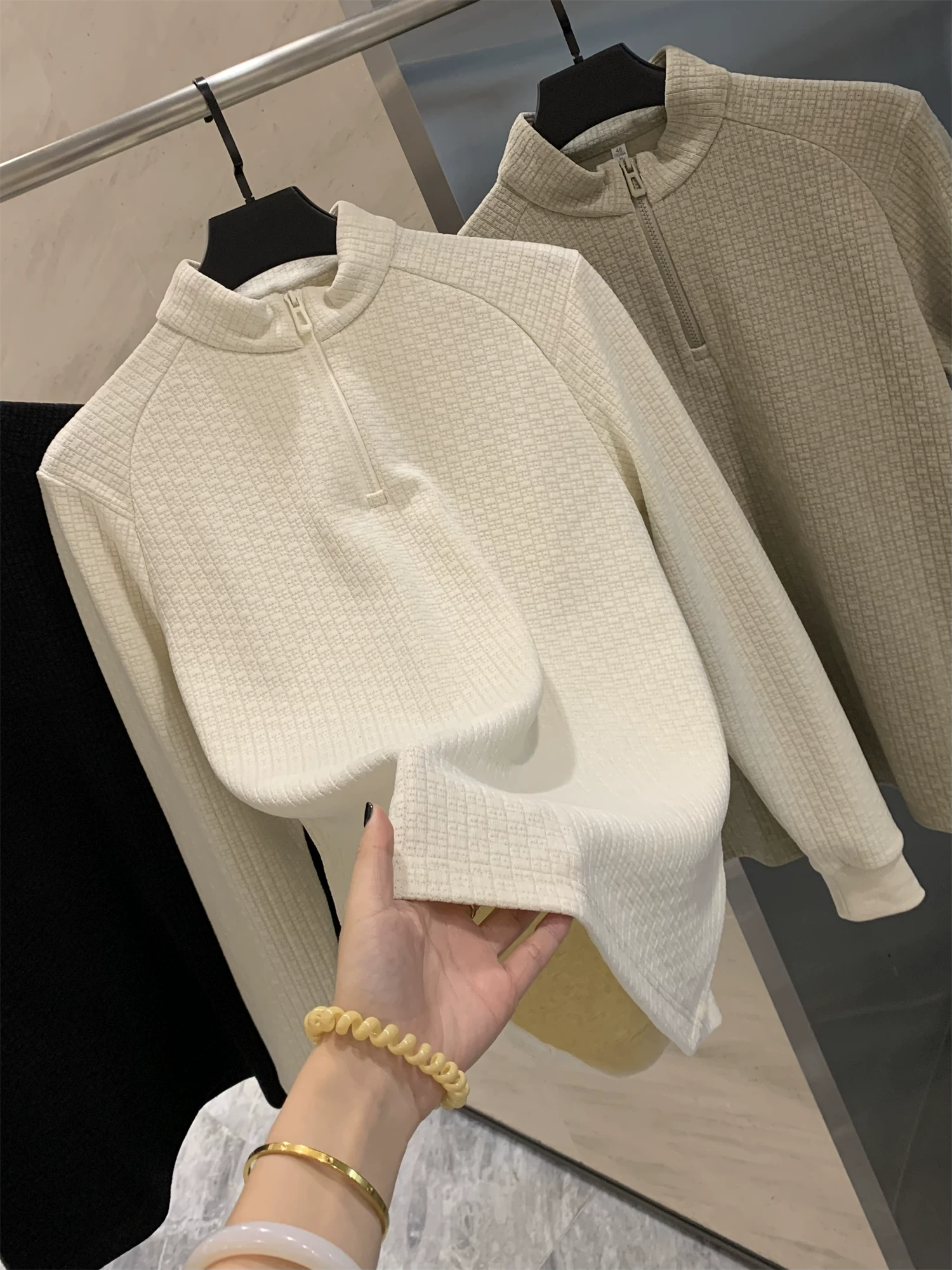 Don Quixote 10A kháng khuẩn + giữ nhiệt! Áo nỉ giữ nhiệt nửa khóa kéo ngoài trời dành cho nam mùa thu đông mới