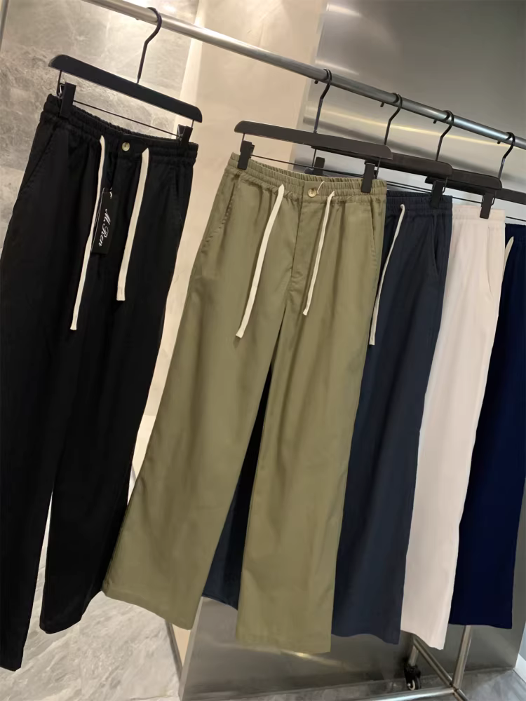 Quần âu nam chất liệu thoáng khí Don Quixote! Kết hợp cotton và vải lanh! Quần ống đứng lưng thun co giãn, thoáng khí và thấm hút mồ hôi.