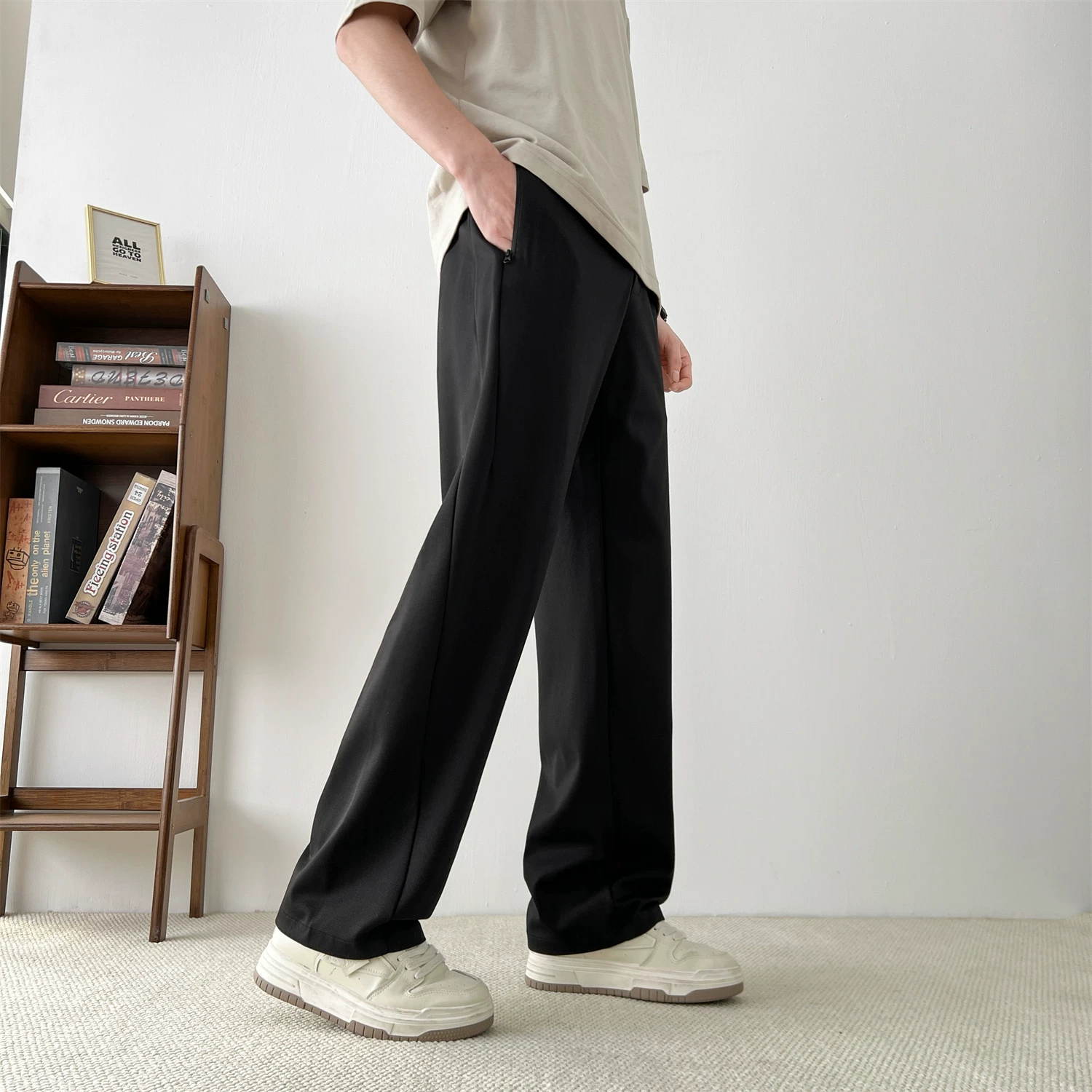 Quần âu Don Quixote! Quần thể thao dáng rộng, thoáng khí, dáng thẳng, đơn giản, đa năng, mùa hè dành cho nam