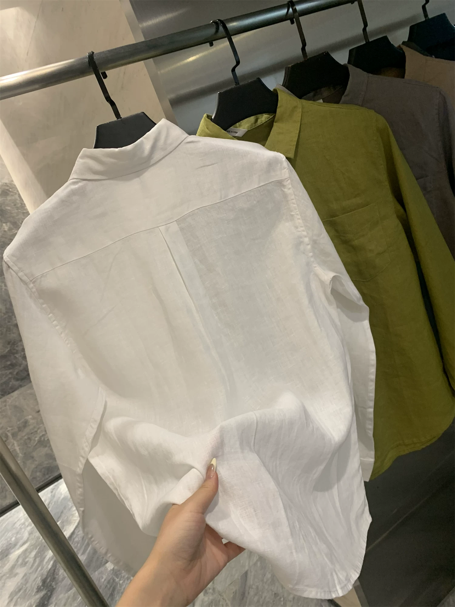 Áo sơ mi nam Don Quixote 100% vải lanh! Màu sắc Morandi! Thoáng khí, thấm hút mồ hôi, kiểu dáng đơn giản, cổ trụ, màu trơn, tay dài.