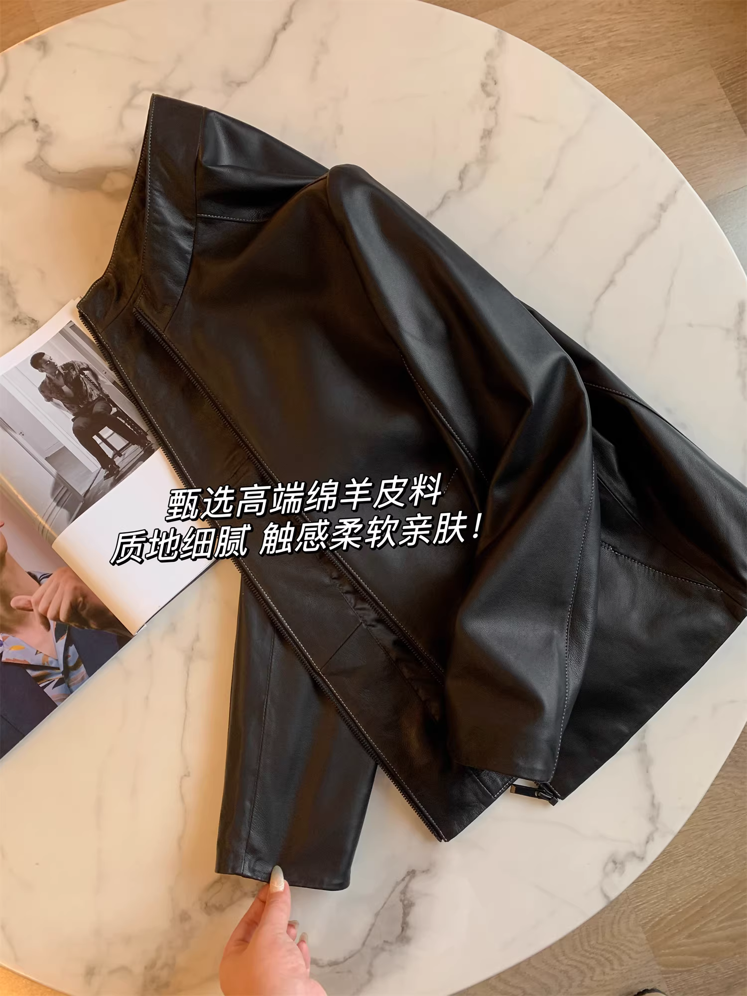 Don Quixote đã nhập khẩu da cừu! Áo khoác da nam cổ đứng da cao cấp phong cách doanh nhân mùa thu hợp thời trang