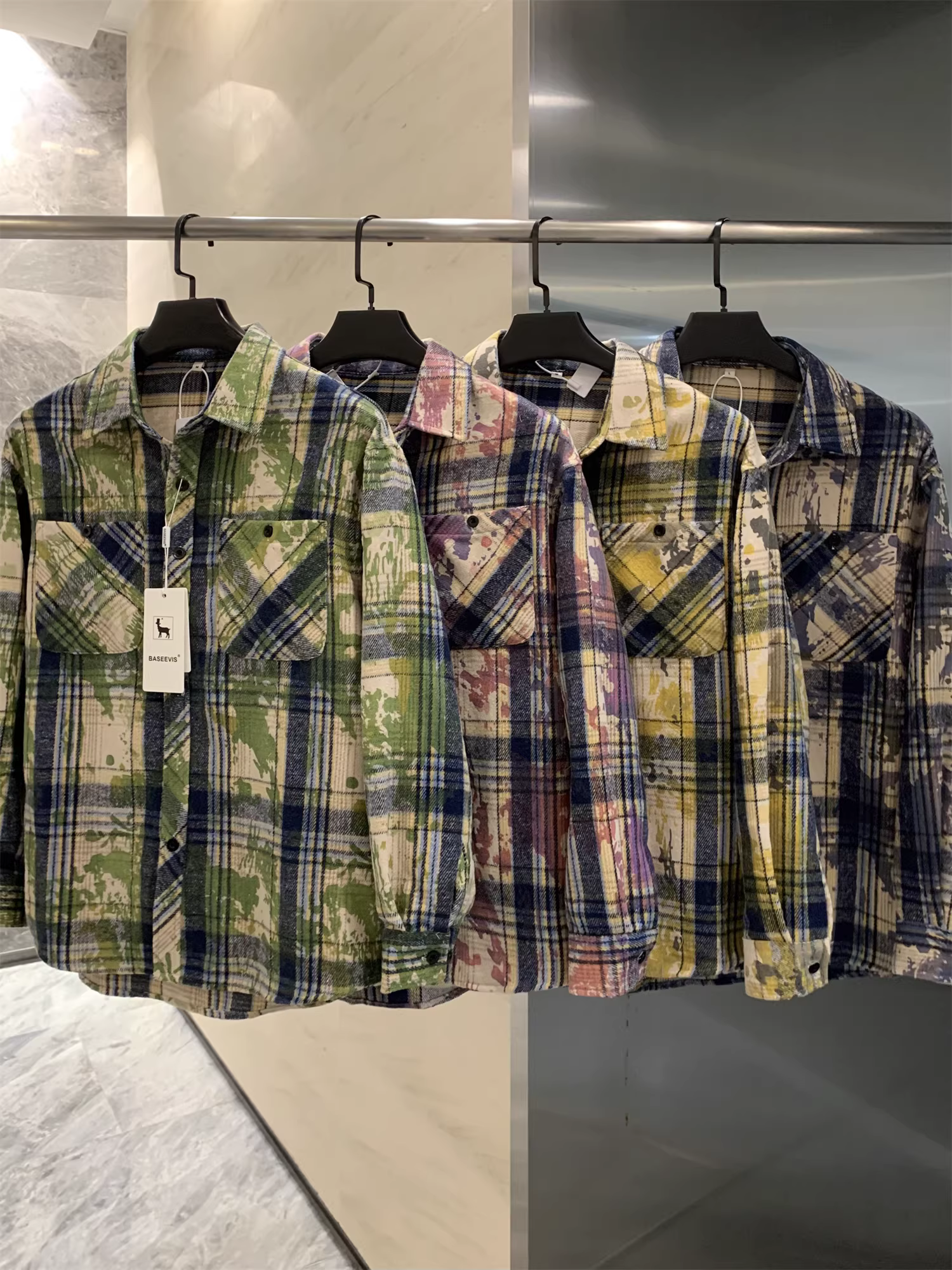 Don Quixote phong cách retro Mỹ! Áo khoác nhuộm màu mùa thu đông, kiểu áo sơ mi cá tính và sành điệu.