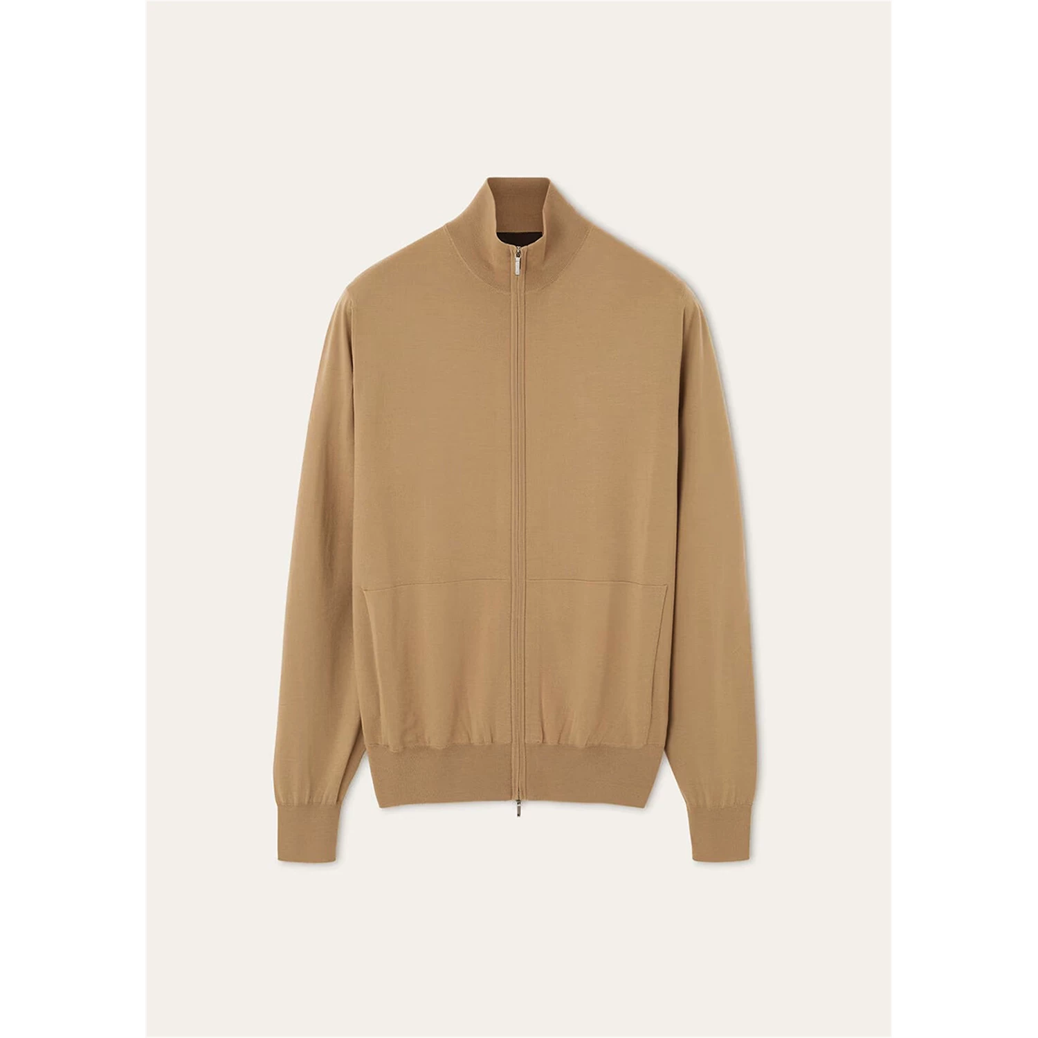 Áo len dệt kim cổ đứng khóa kéo đôi mùa thu đông phong cách Don Quixote Old Money! Len Merino + Tơ tằm!