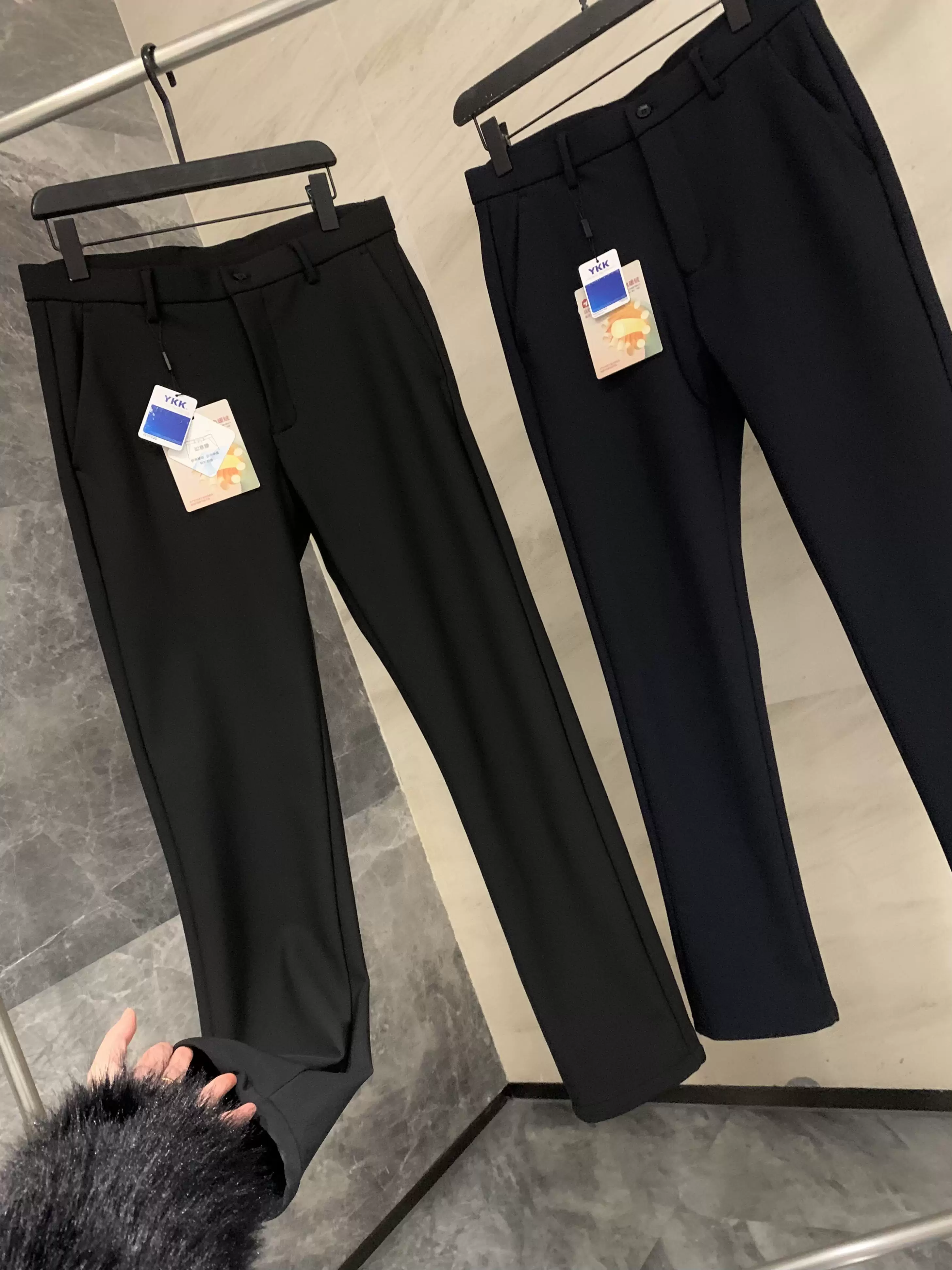 Don Quixote Lưu trữ nhiệt hồng ngoại xa + Lông cừu ấm áp siêu mềm! Quần dài phong cách công sở nhẹ nhàng mùa thu đông có lót lông cừu ấm áp đa năng dành cho nam