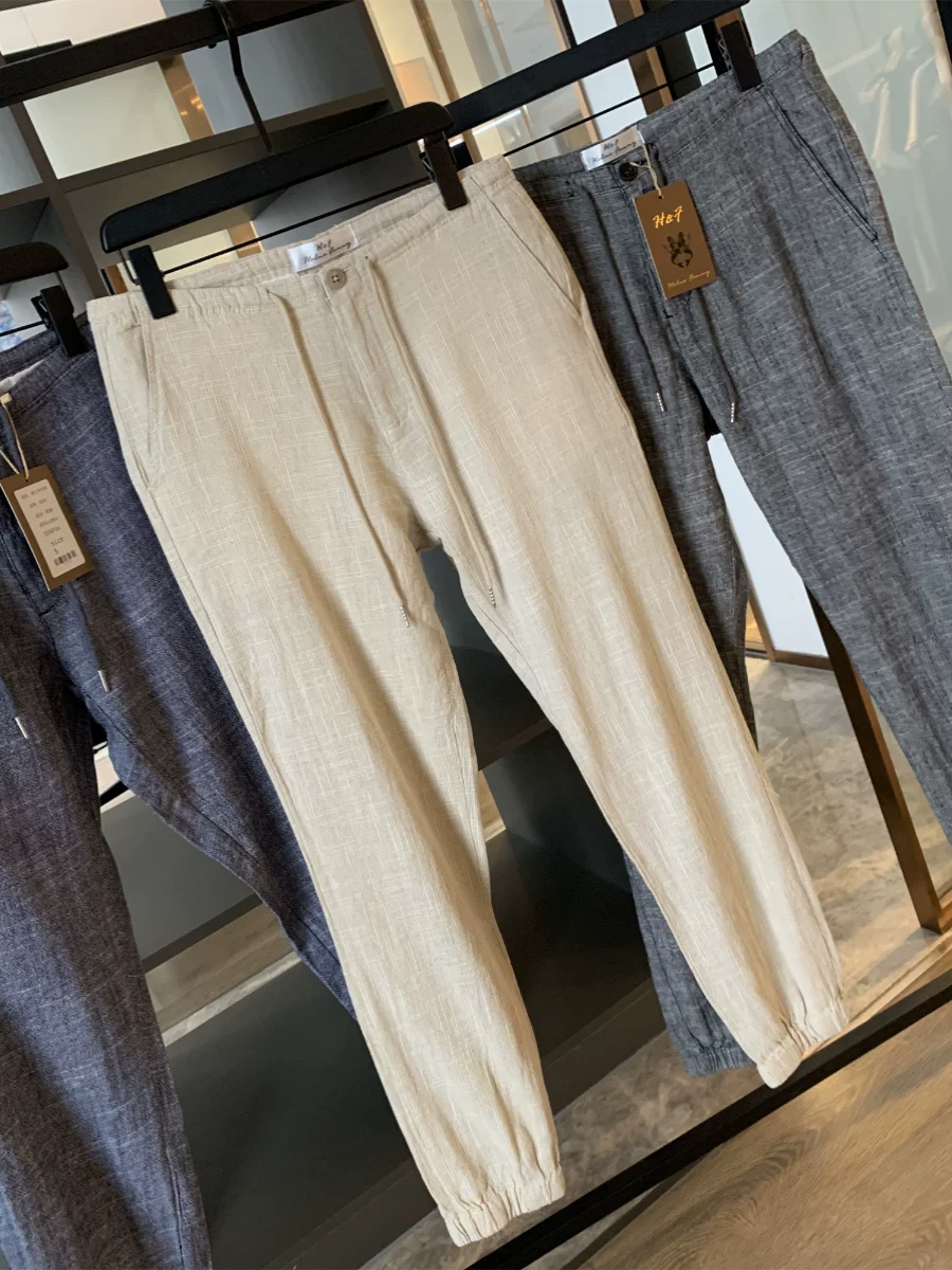 Don Quixote Linen + Cotton! Quần jogger nam mùa hè thấm hút mồ hôi, thoáng khí, thoải mái.