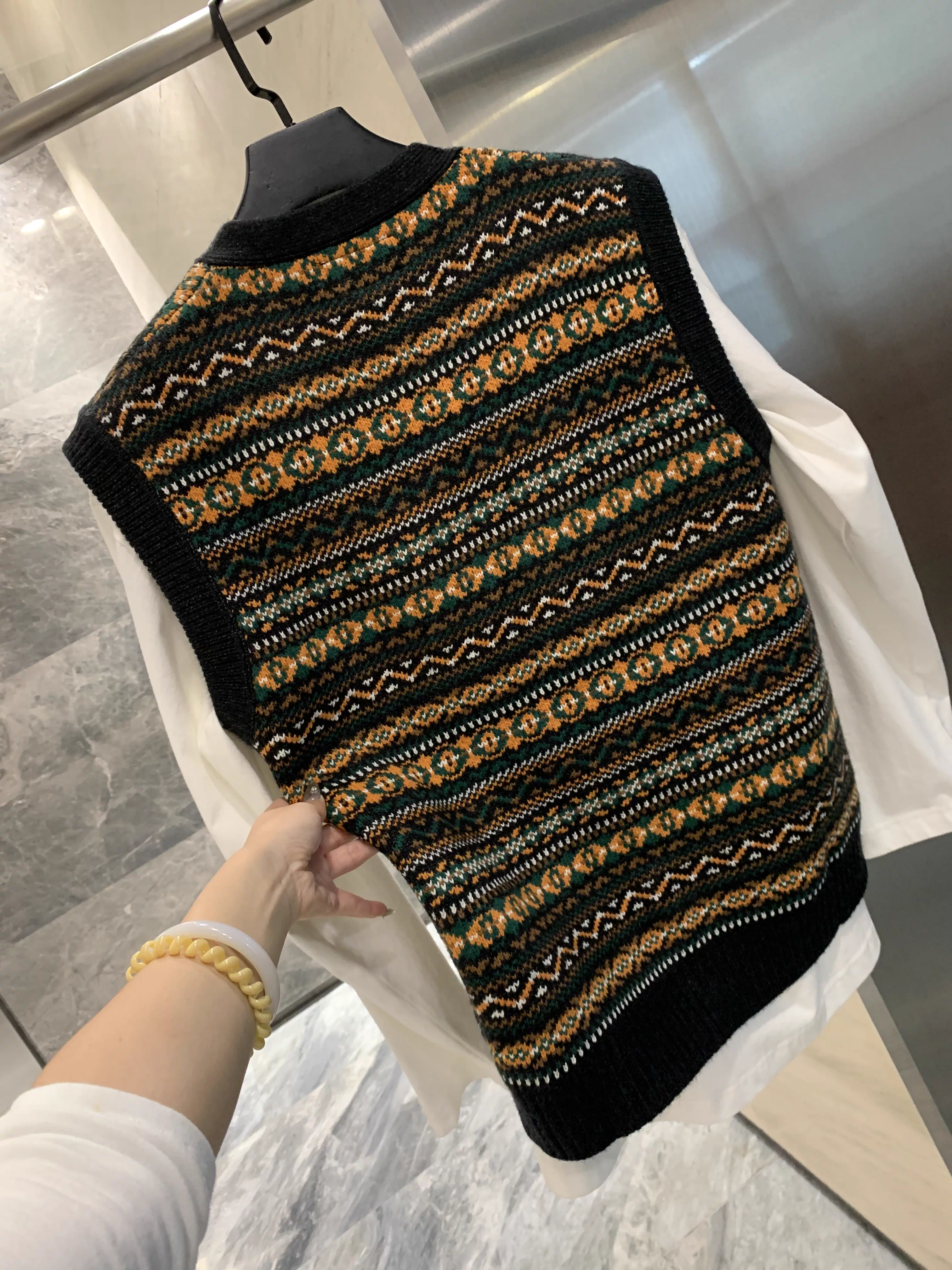 Áo len cardigan cổ V nam phong cách dân tộc cổ điển Don Quixote! Chất liệu len cừu pha + kỹ thuật dệt jacquard!