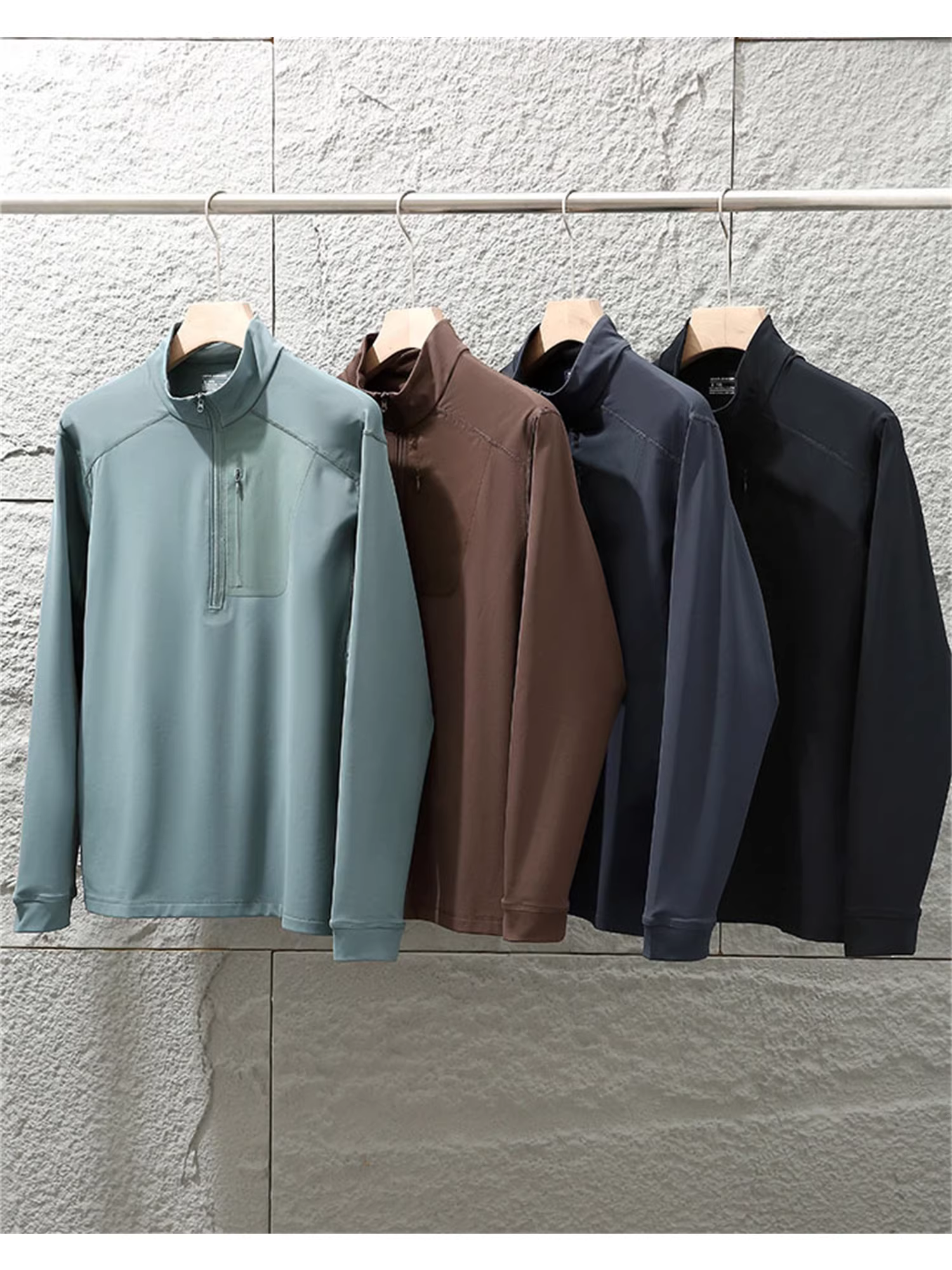 Áo giữ nhiệt ngoài trời Don Quixote tích hợp lớp lông cừu mỏng! Lớp lót lông cừu giữ nhiệt PC! Áo thun dài tay nửa khóa kéo thường ngày dành cho nam.