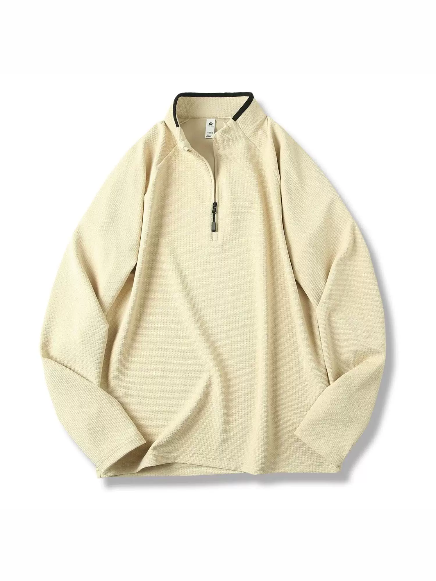 Dòng sản phẩm Don Quixote Outdoor Mountain! Áo thun nam dài tay có cổ đứng, chất liệu kẻ sọc, co giãn, đa năng, có khóa kéo nửa thân, mùa thu đông