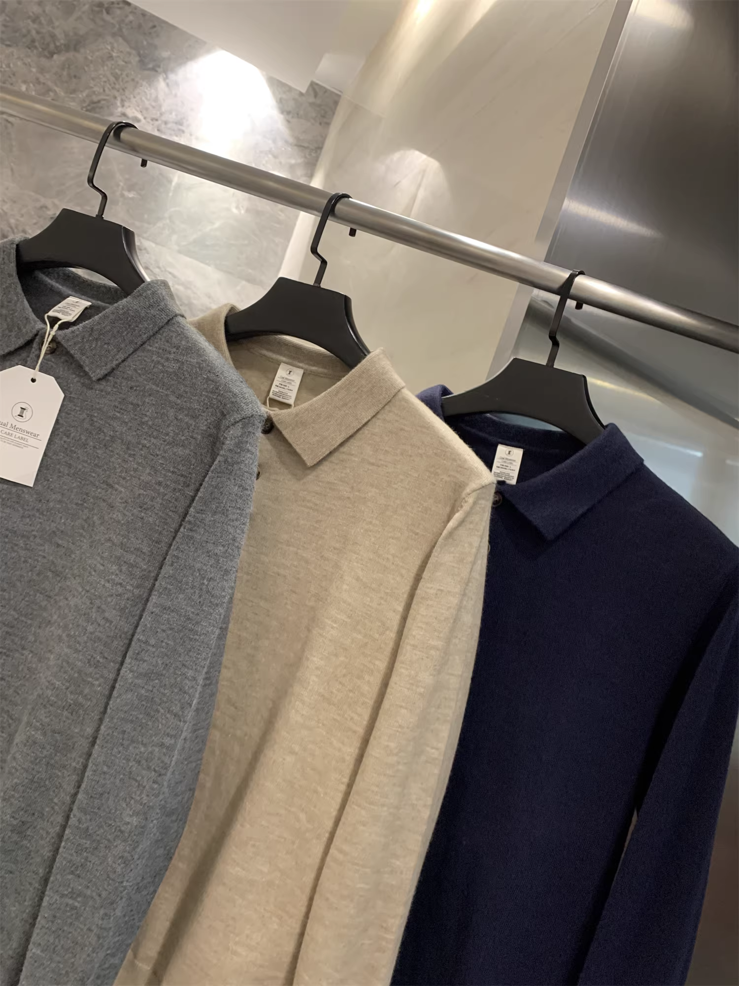 Phong cách nhà thiết kế Don Quixote! Cổ áo polo kiểu Ý! Áo len dệt kim nam mùa thu.