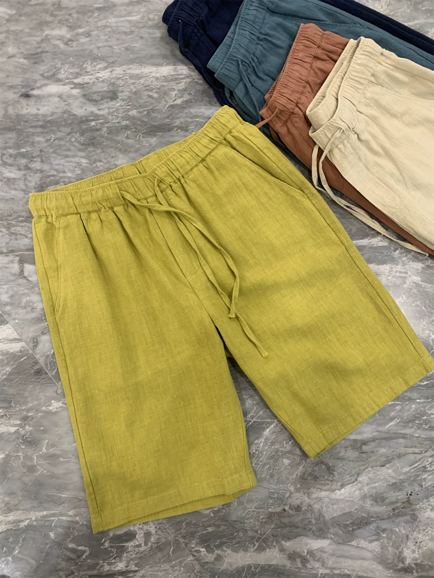 Don Quixote 70% ramie + 30% cotton! Giặt bằng cát siêu bền! Quần short mùa hè đa năng, thoáng mát và dễ chịu.