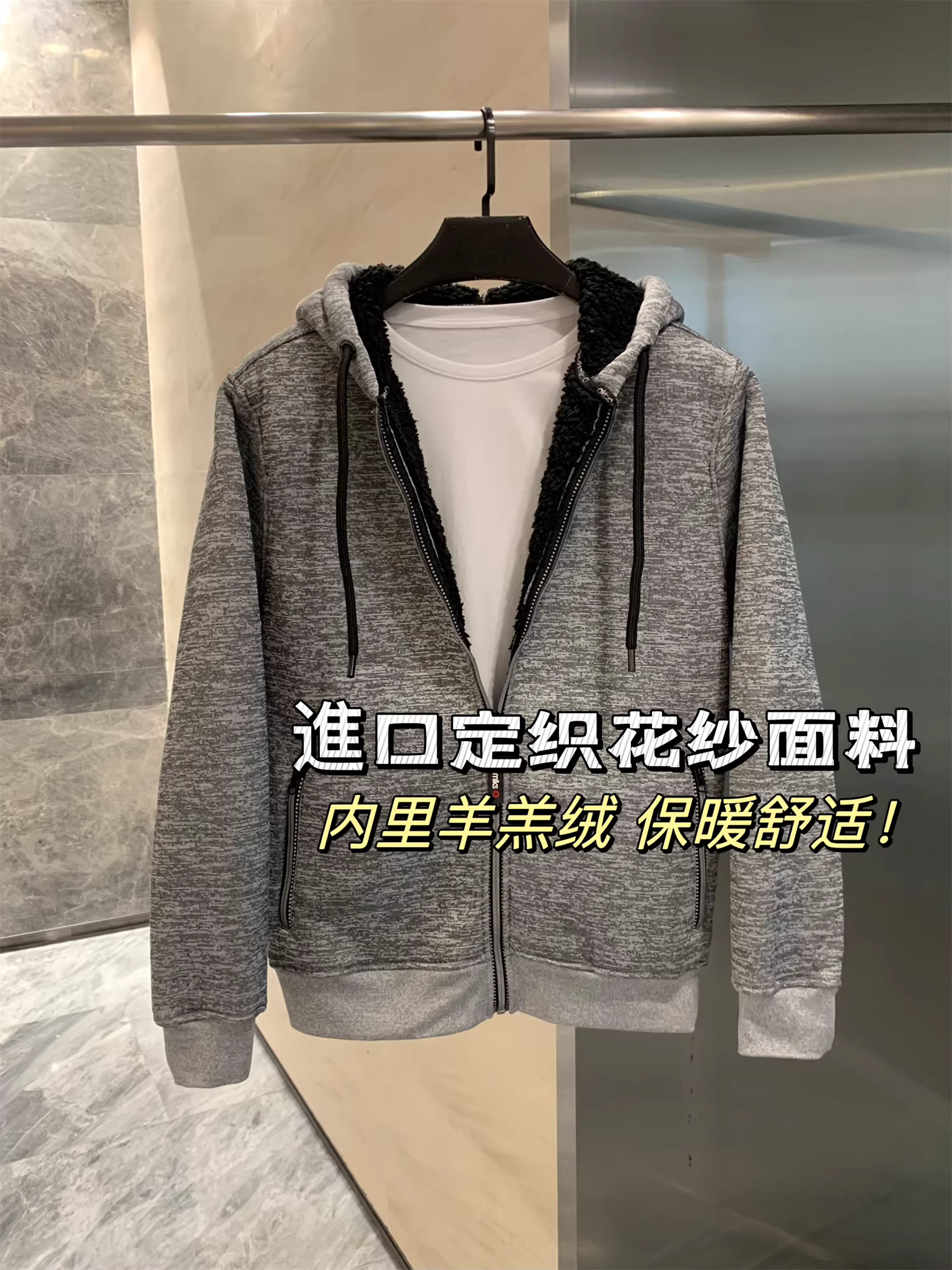 Don Quixote, một thương hiệu độc đáo ở Châu Âu và Châu Mỹ! Áo khoác nỉ có lớp lót lông cừu và dày dặn! Áo khoác nỉ có mũ trùm đầu, họa tiết hoa, dành cho nam, mùa thu đông, kiểu dáng thời trang.