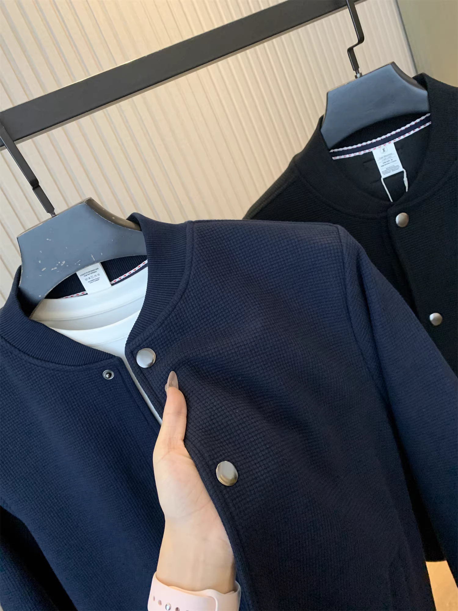 Dòng sản phẩm Don Quixote Luxury! Chất liệu vải waffle cao cấp! Áo khoác cardigan cổ bóng chày thời trang nam thu đông.