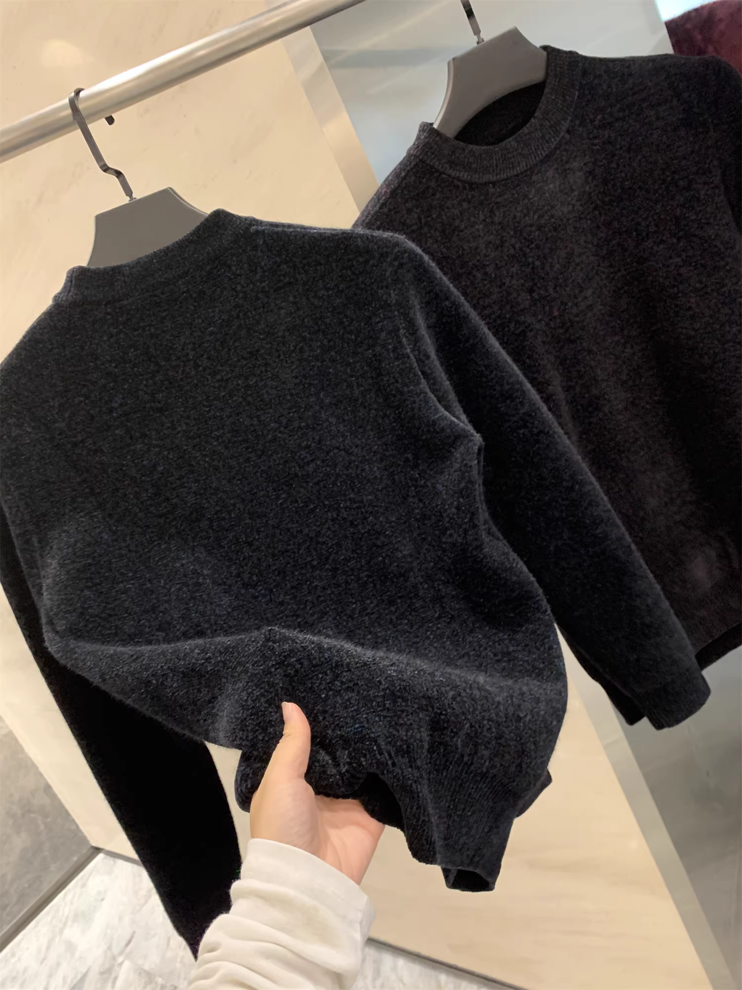 Áo len nam Don Quixote Chenille! Có lớp lót lông cừu và dày dặn! Áo len dệt kim nam mùa thu đông, áo len cổ tròn đa năng.