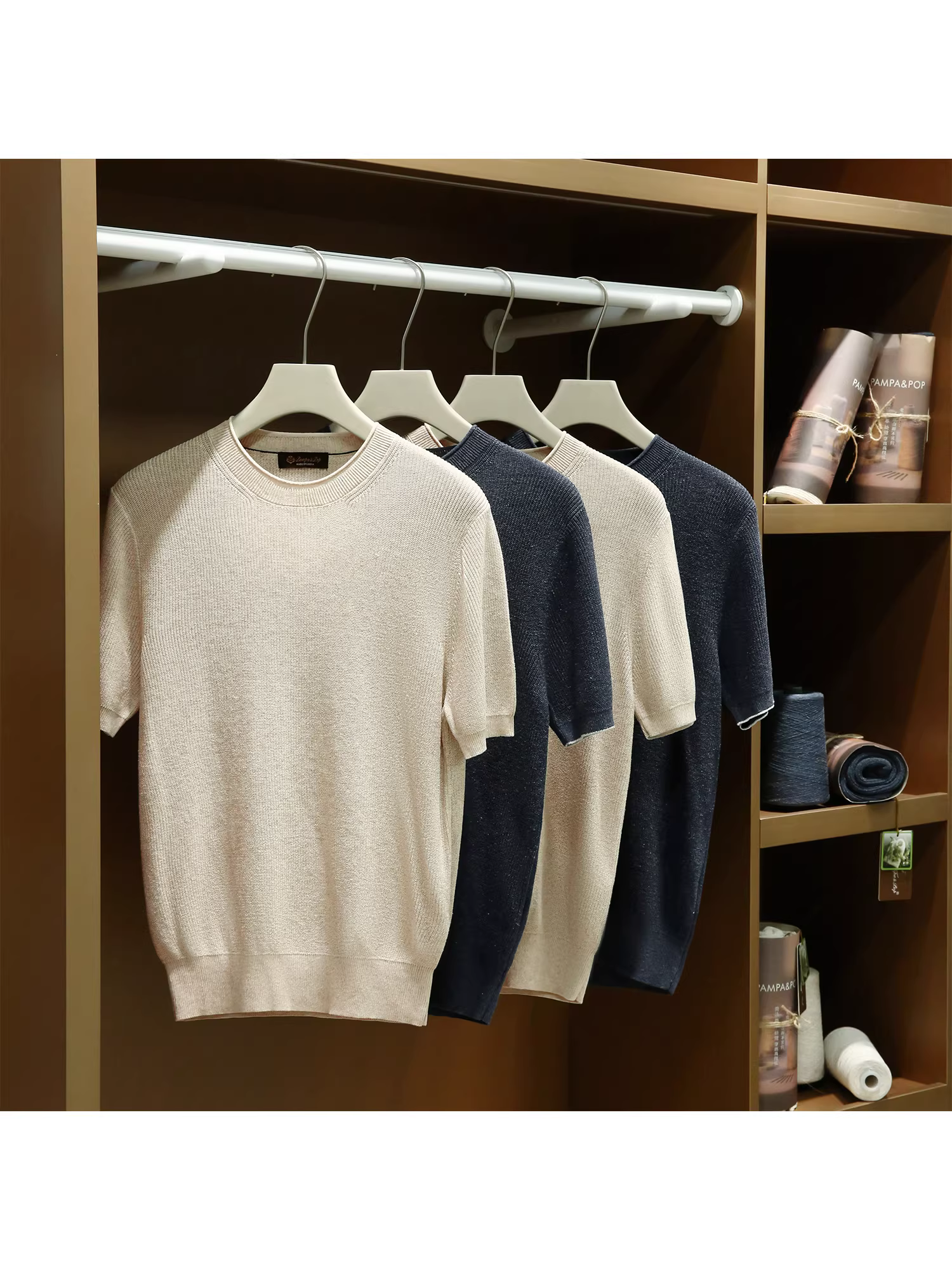 Vải lanh Don Quixote + lyocell! Đôi diện tích thoáng khí và mát mẻ hơn gấp đôi! Áo thun ngắn tay dệt kim mùa hè dành cho nam