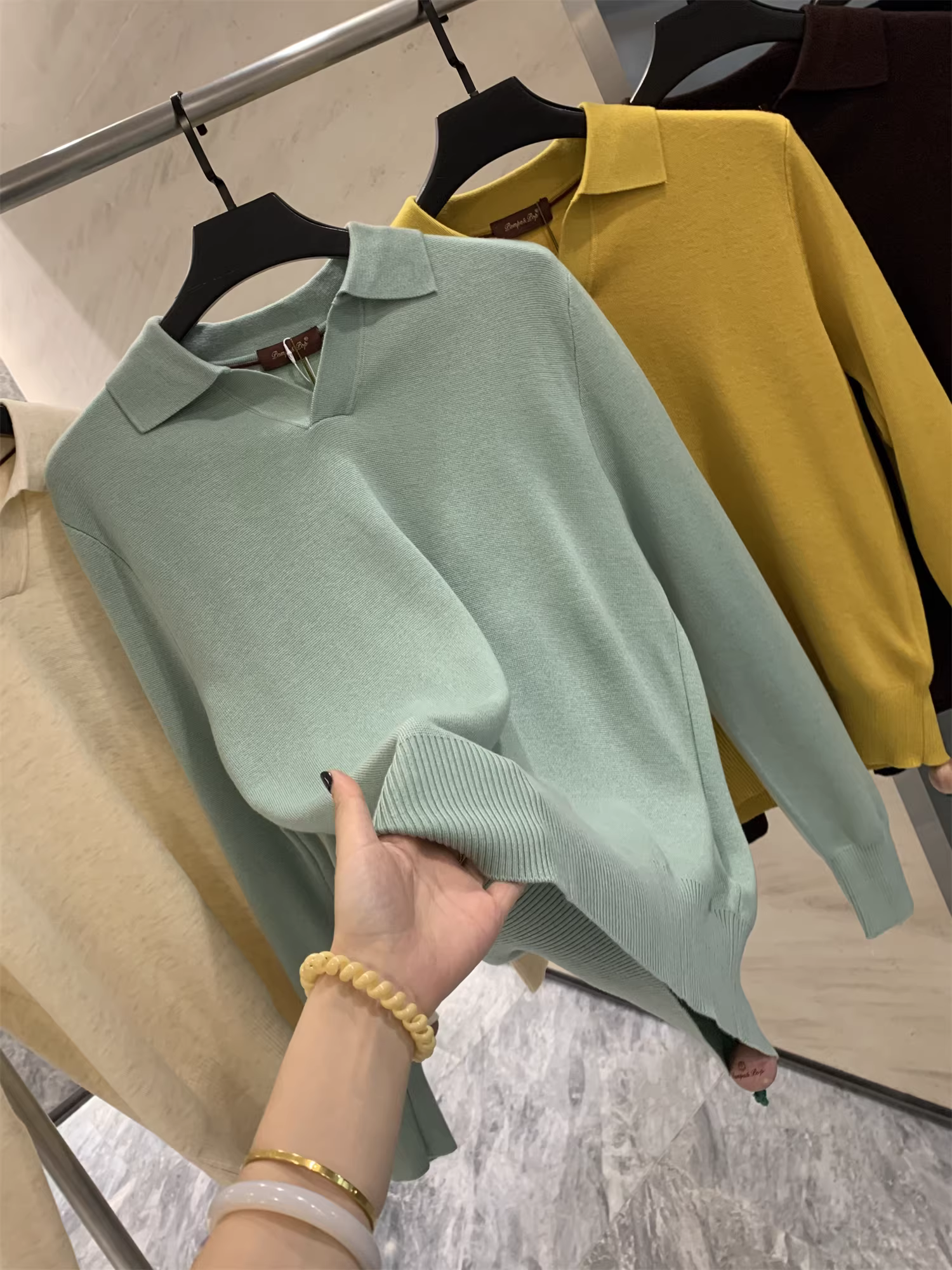 Áo Polo Don Quixote Retro + Len pha! Áo len cổ Polo dệt kim cao cấp mùa Thu/Đông