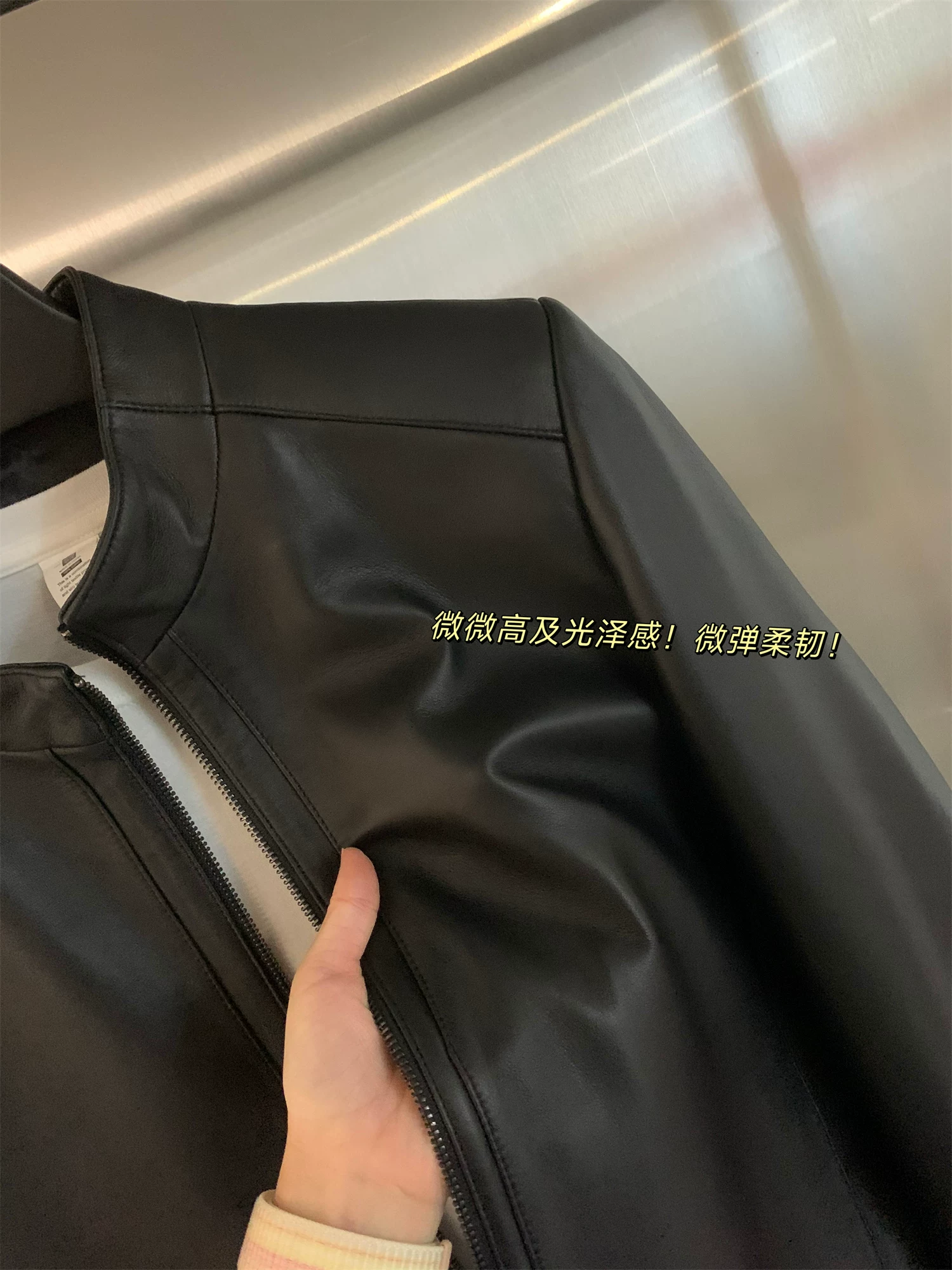 Giảm giá Don Quixote! Áo khoác da cừu thật! Áo khoác da thật cổ đứng mùa thu/đông dành cho nam