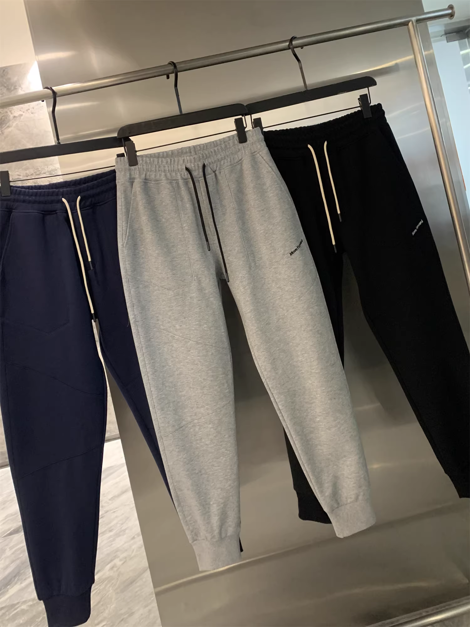 Dòng thiết kế Don Quixote! Quần vải dệt kim mật độ cao hai mặt kiểu La Mã, quần thể thao nam đa năng, hợp thời trang