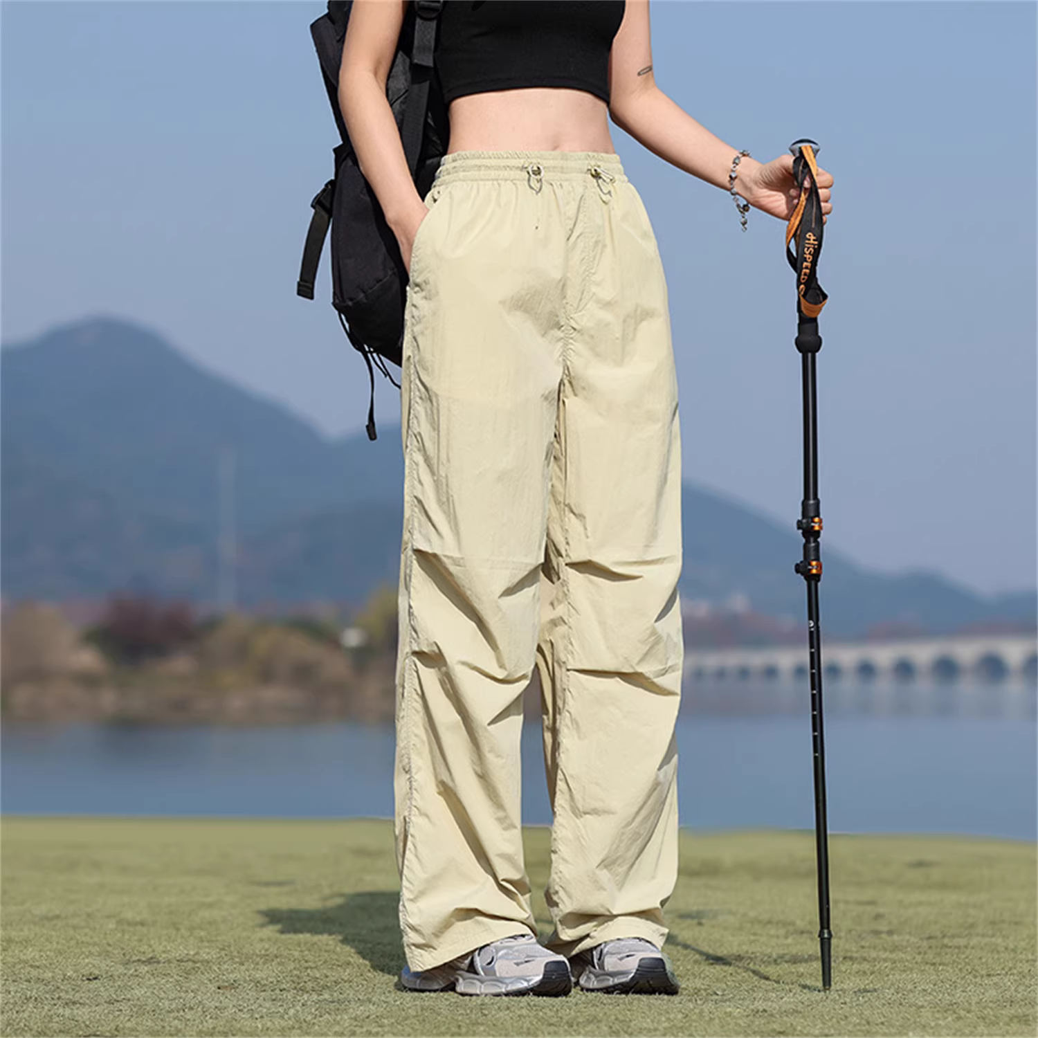 Thời trang chức năng theo phong cách núi Don Quixote! Quần dài thun co giãn màu trơn mỏng dành cho cặp đôi mùa xuân hè quần dài thun co giãn màu trơn dành cho cặp đôi mùa xuân hè