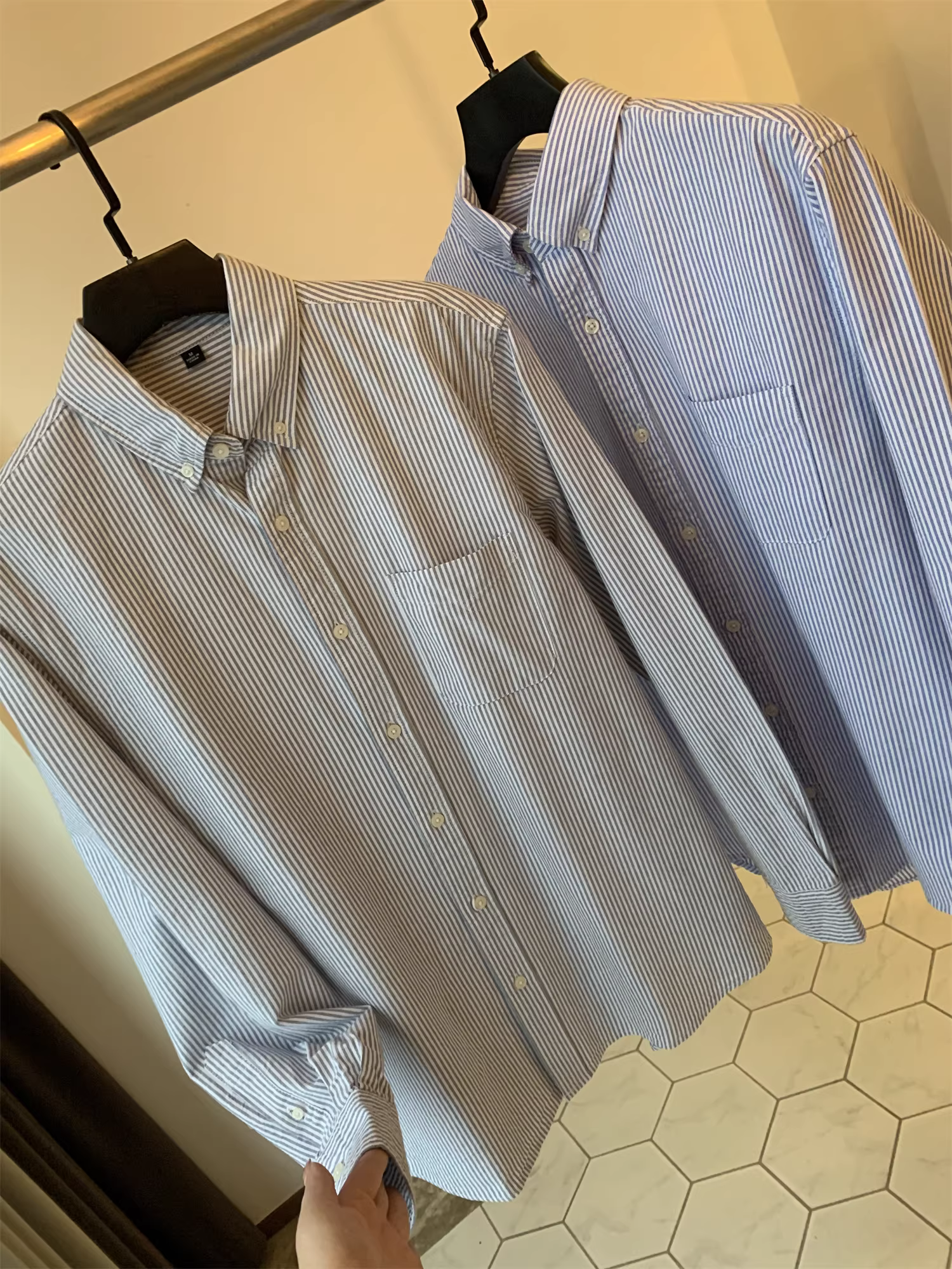 Dòng sản phẩm Don Quixote! Chất liệu vải Oxford cotton nguyên chất! Áo sơ mi dài tay kẻ sọc, phong cách công sở giản dị mùa thu đông dành cho nam.