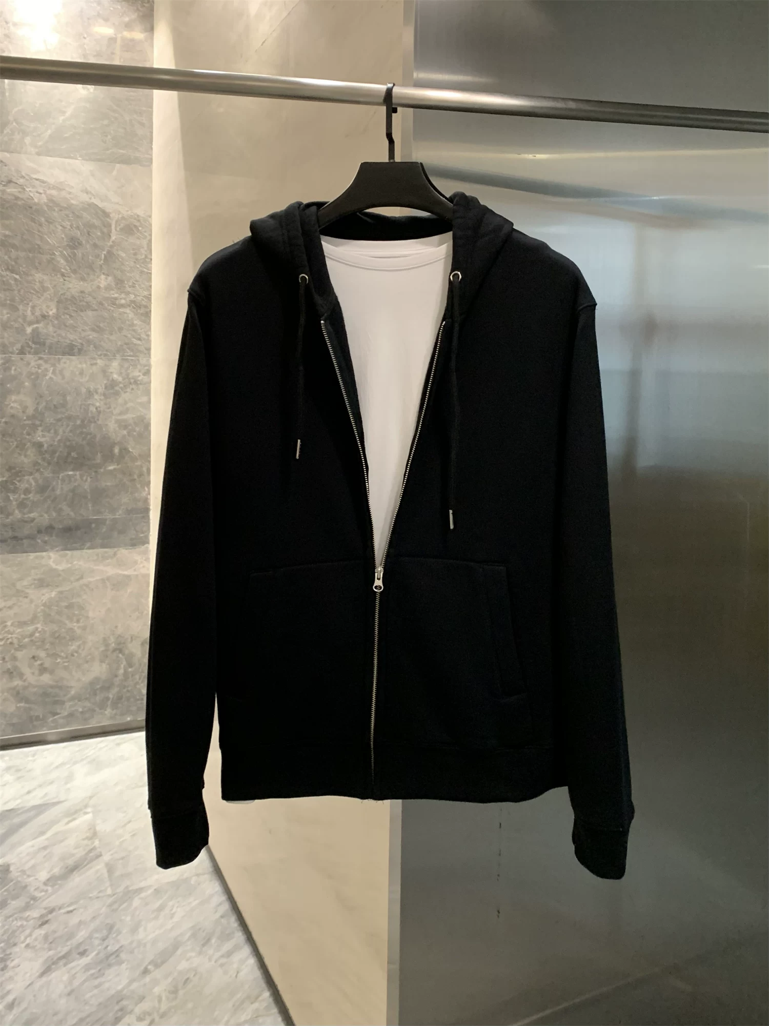 Don Quixote, phong cách Mỹ cổ điển! Lót lông cừu giữ ấm! Áo khoác cardigan có mũ trùm đầu màu trơn thời trang cho nam mùa thu đông.