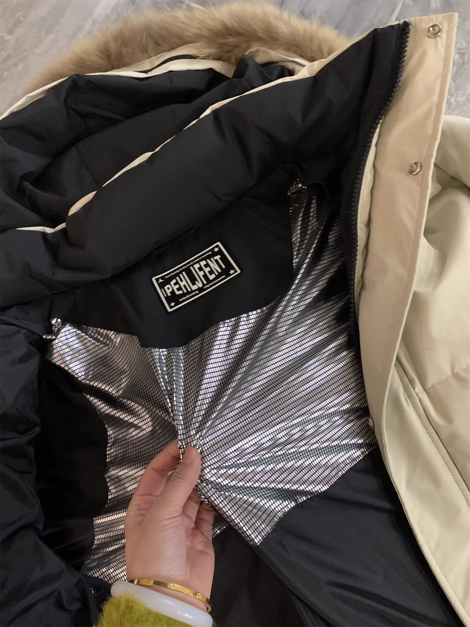 Don Quixote Origin! Áo khoác lông vũ dài có mũ trùm đầu, cổ lông chồn, giữ ấm mùa đông, 90% lông vũ vịt dành cho nam