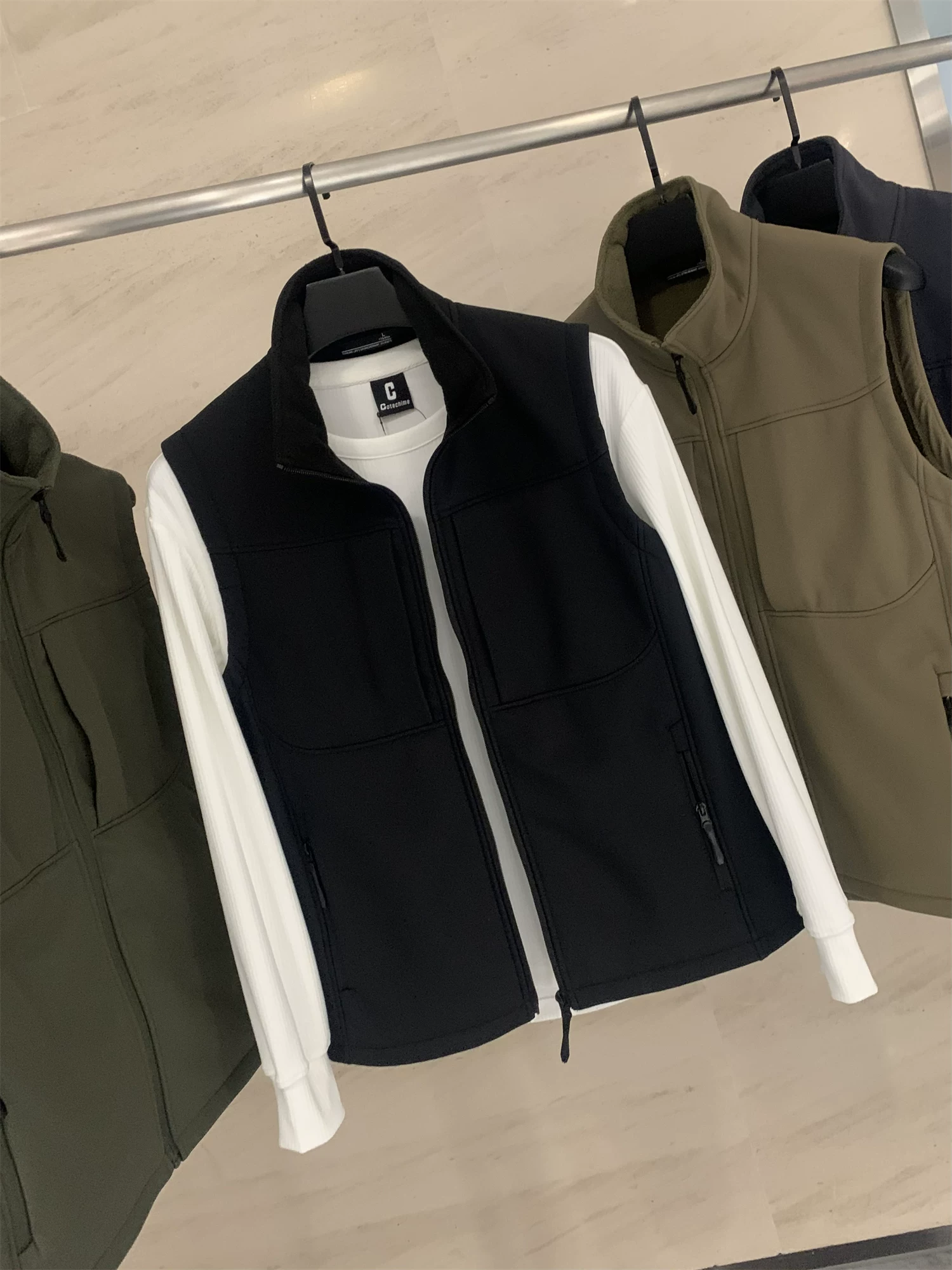 Don Quixote Urban High-end Outdoor! Chống thấm nước, thoáng khí và ấm áp! Áo vest nam lót lông cừu mùa thu.
