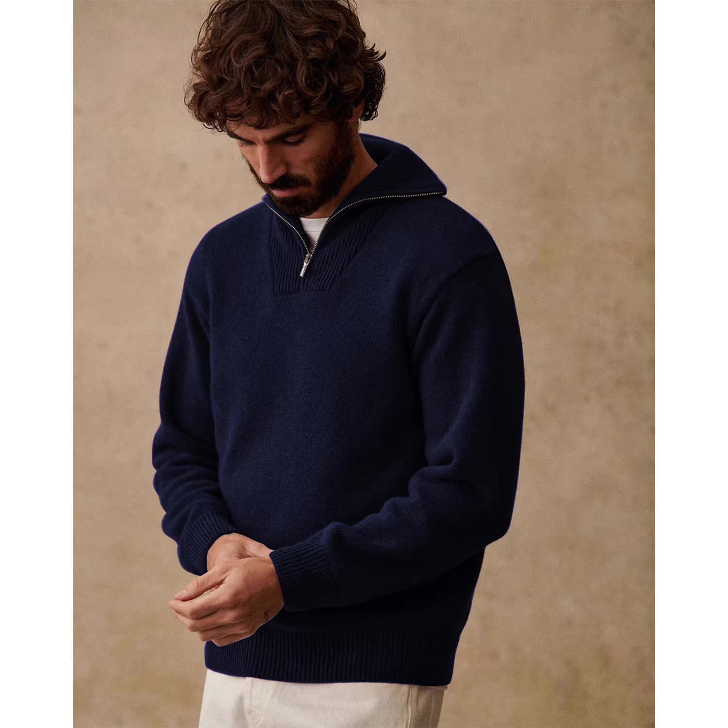 Don Quixote, quý tộc Mỹ! Tủ 2700! Áo len dệt kim cổ lọ 16 gauge bằng len tơ tằm mùa thu đông.