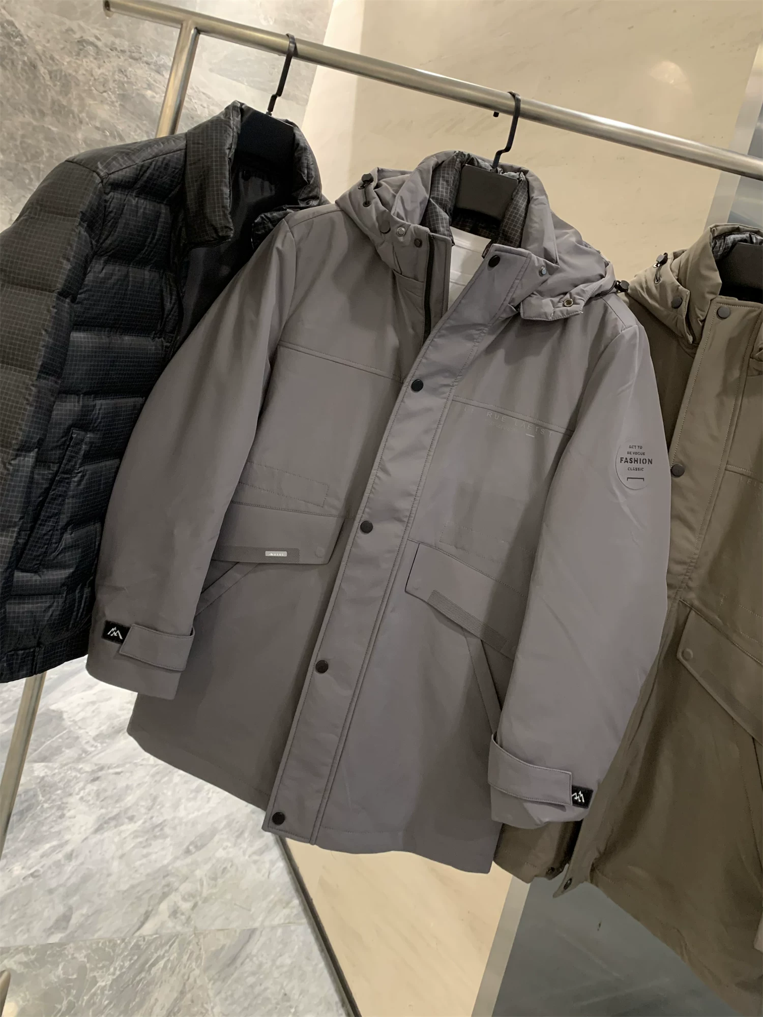 Don Quixote 90 lót lông ngỗng trắng! Áo khoác parka thường ngày ba trong một có thể tháo rời dành cho nam giới mùa thu đông