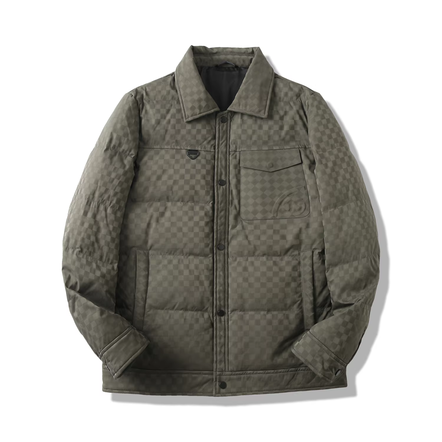 Don Quixote Gaopeng 90 lông vịt! Vải jacquard kẻ caro! Áo khoác lông vũ ấm áp có ve áo dành cho nam mùa đông.