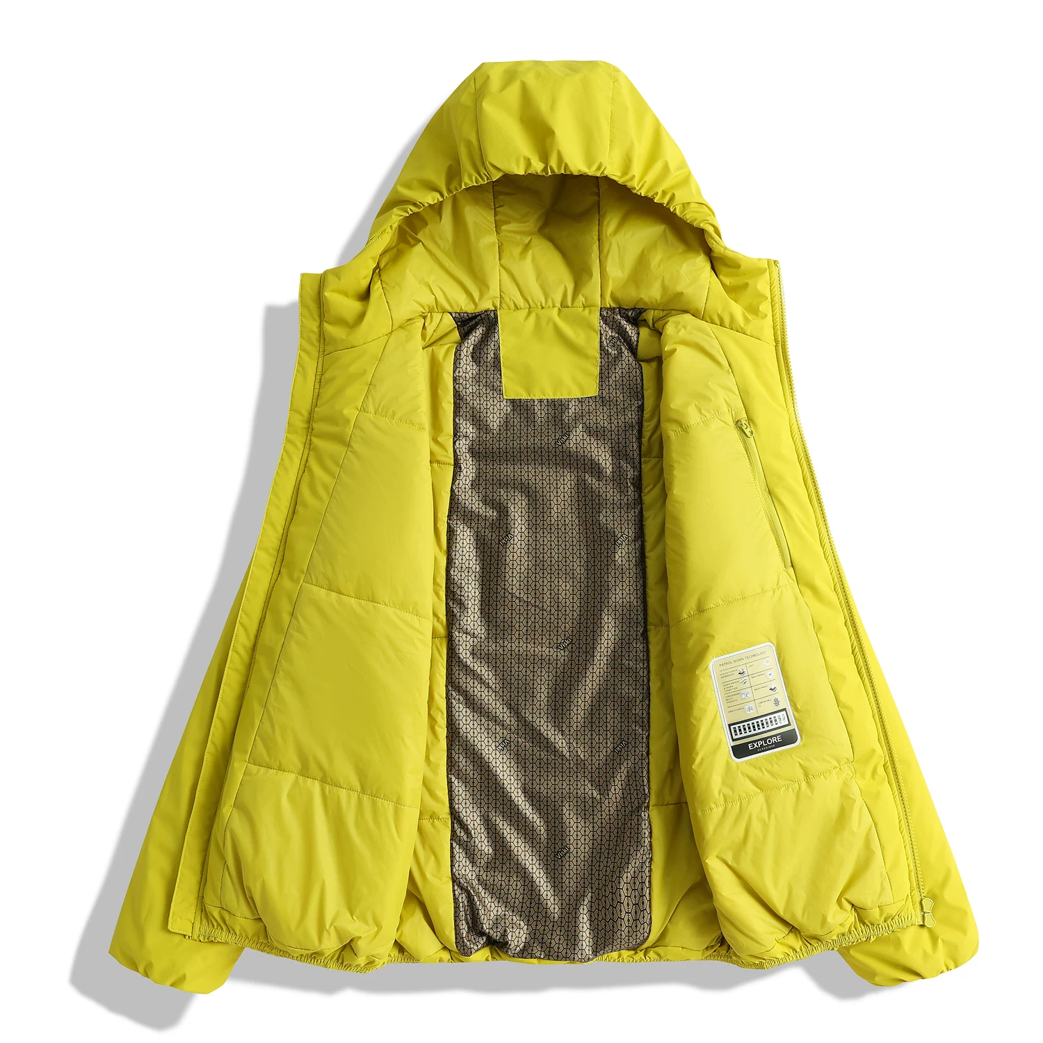 Công nghệ nhẹ và ấm áp của Don Quixote! D Bangsolona Giữ nhiệt độ không đổi! Áo khoác có mũ trùm đầu bằng vải cotton ấm áp màu trơn mùa đông