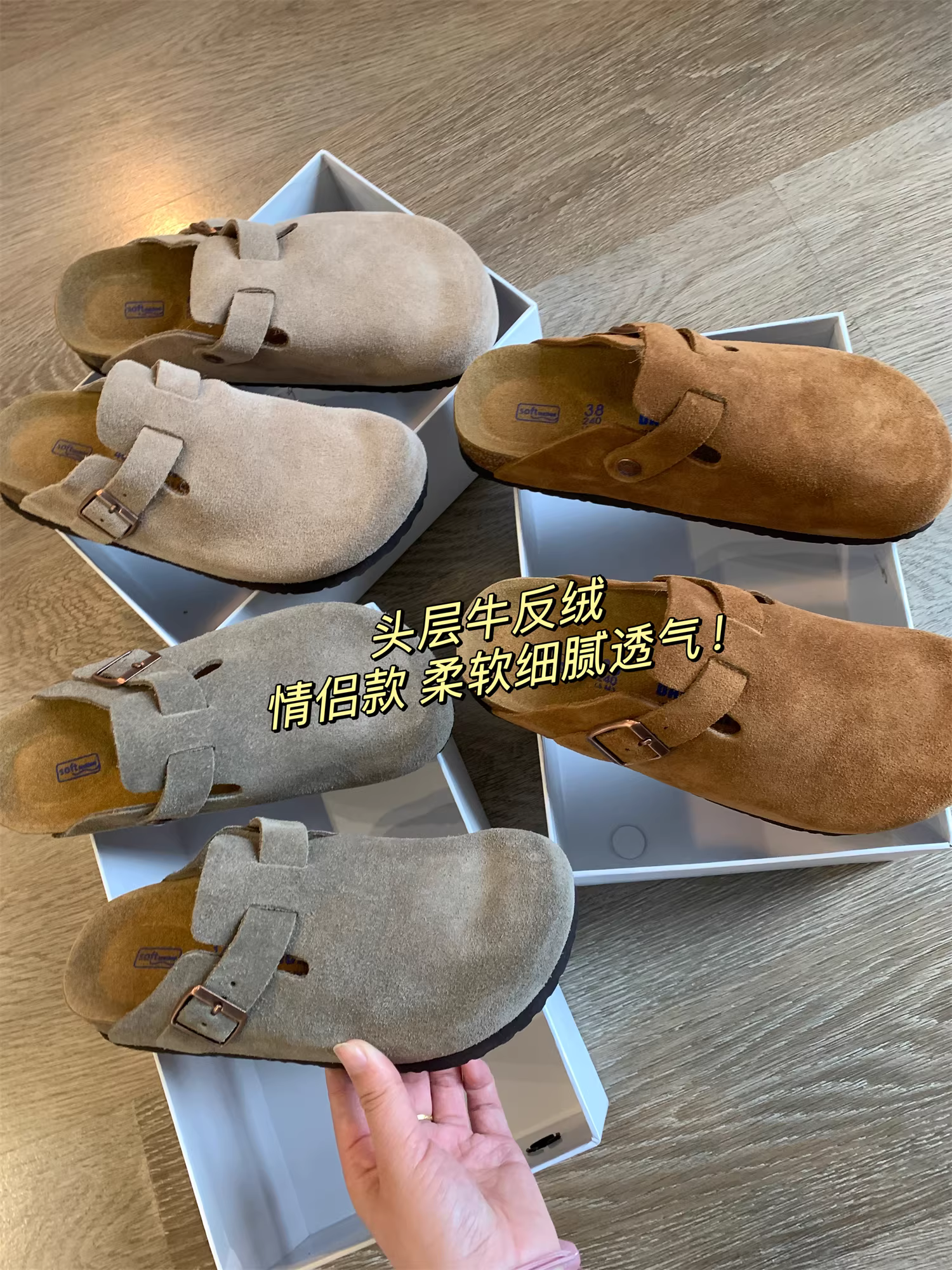 Don Quixote là một sản phẩm hàng đầu! Da lộn bò thật! Giày và dép Birkenstock kiểu đôi thời trang cổ điển, phong cách giản dị.