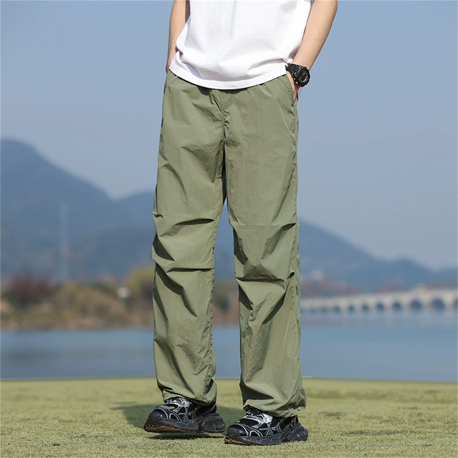 Thời trang chức năng theo phong cách núi Don Quixote! Quần dài thun co giãn màu trơn mỏng dành cho cặp đôi mùa xuân hè quần dài thun co giãn màu trơn dành cho cặp đôi mùa xuân hè