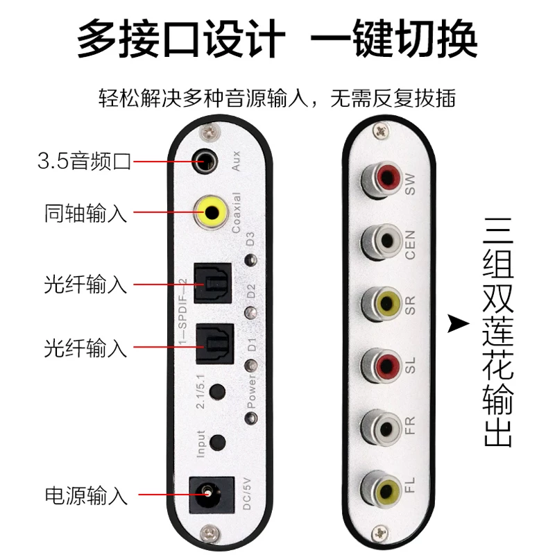 Cáp quang đồng trục sang bộ chuyển đổi 5.1 kênh spdif sang 3 RCA TV DVD cũ cáp kết nối loa khuếch đại