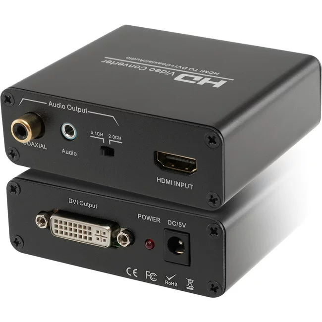 Bộ chuyển đổi HDMI sang DVI với bộ chia âm thanh 3.5 cho hộp giải mã PS4 Xbox để kết nối với màn hình và loa ngoài