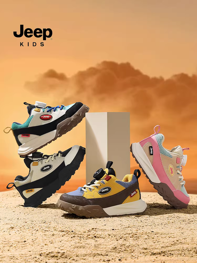 Giày trẻ em Jeep dành cho bé trai, giày đi bộ ngoài trời, mẫu mới mùa thu 2025, giày thể thao nhẹ có khóa cài cho bé gái.