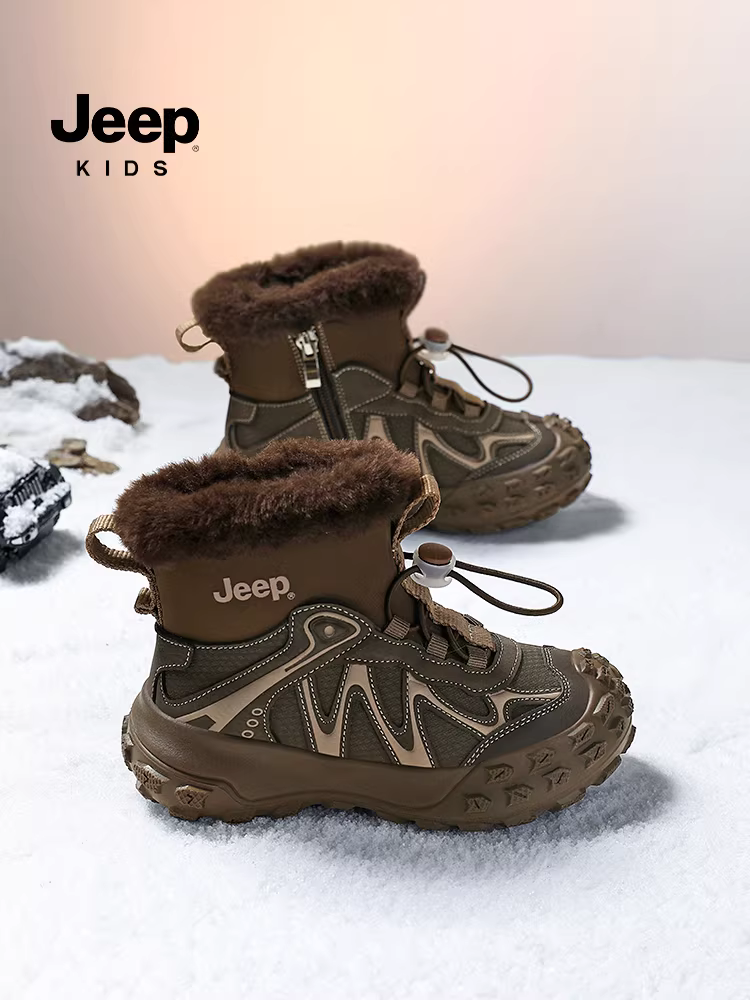 Giày bốt đi tuyết cho bé trai có lớp lót lông cừu, giày cotton cỡ lớn dành cho bé gái, giày bốt cotton chống thấm nước giữ ấm mùa đông mới năm 2025 dành cho trẻ em.