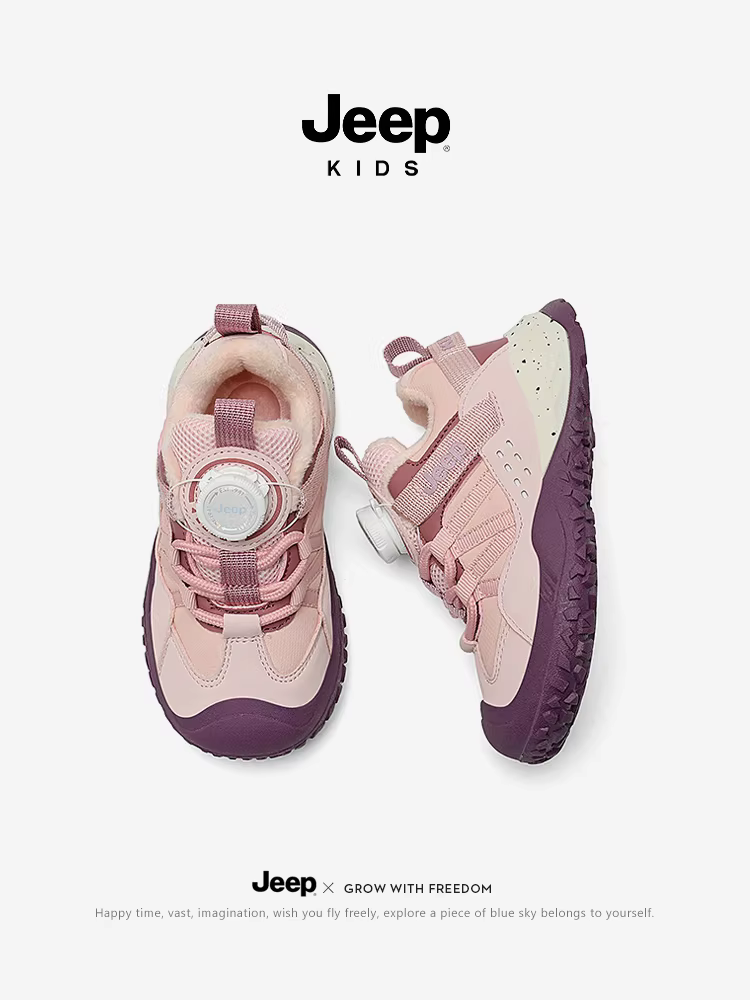 Giày thể thao lót lông cừu cho trẻ em Jeep dành cho bé gái, giày cotton hai lớp, giày trẻ em mùa đông mới 2025 ấm áp và không thấm nước, giày trẻ em nam.