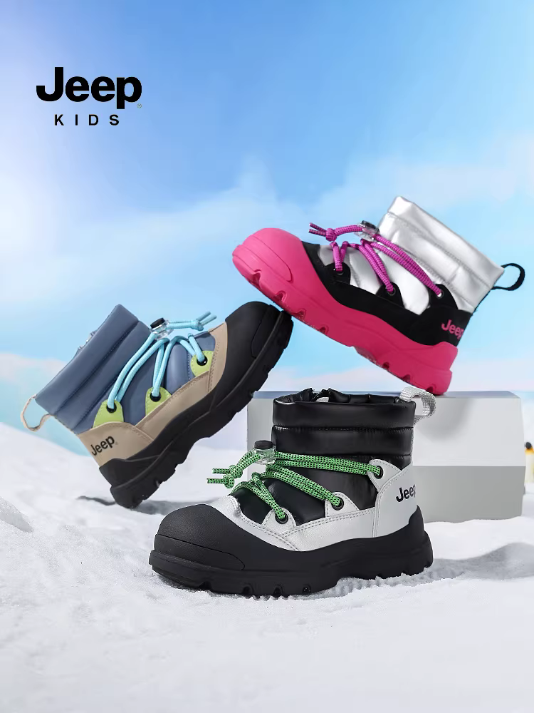 Giày bốt cotton trẻ em Jeep có lớp lót lông cừu và giày bốt dày cho mùa đông 2025 mẫu mới giày cotton cỡ lớn cho bé giày bốt ngắn giày bốt đi tuyết cho bé trai