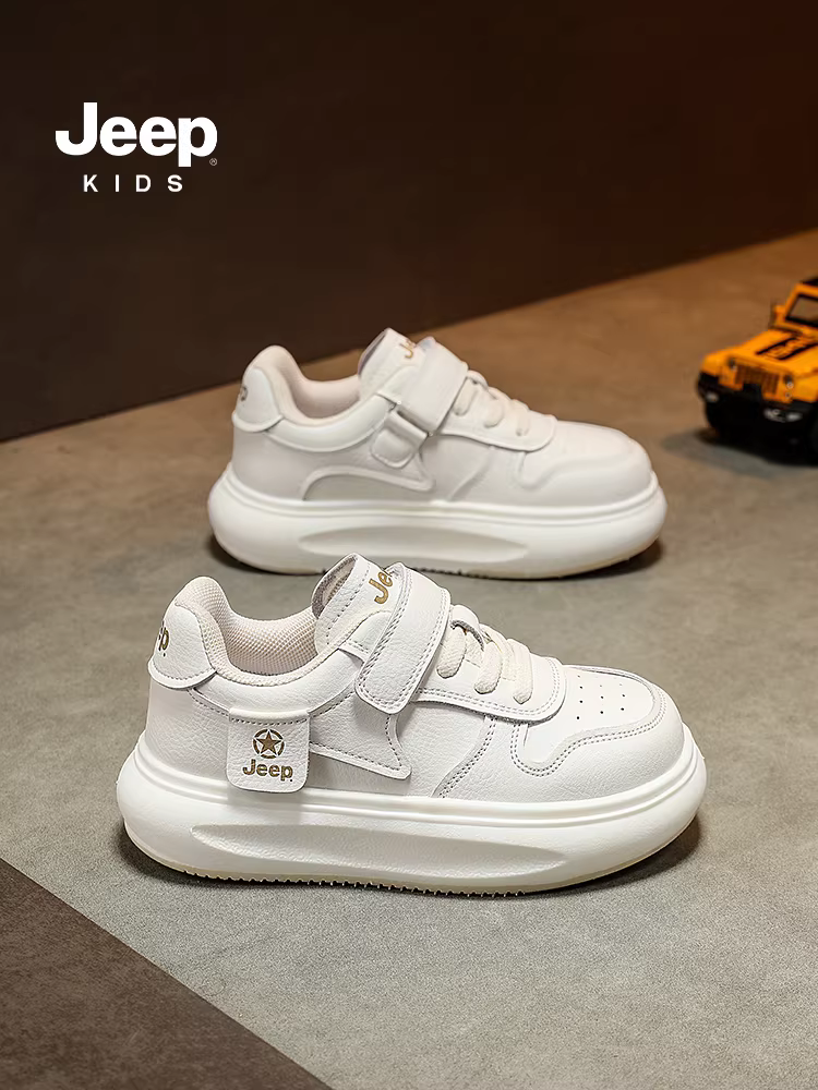 Giày trẻ em Jeep, giày trắng, giày thể thao đế mềm cho bé gái, giày thể thao, giày bé trai mới mùa thu 2025